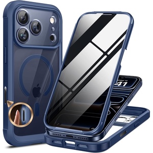 Miracase for iPhone 18 Pro Case with Privacy Screen Protector, Black(Deep Blue)