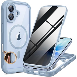 Miracase for iPhone 18 Pro Case with Privacy Screen Protector, Black(Light Blue)