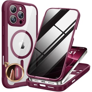 Miracase for iPhone 18 Pro Case with Privacy Screen Protector, Black(Plum)