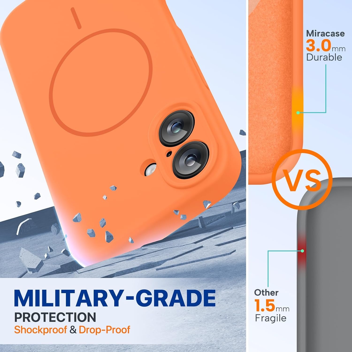 image:imageMiracase Silicone amp Magnetic for iPhone 16 Case Sunset Orange