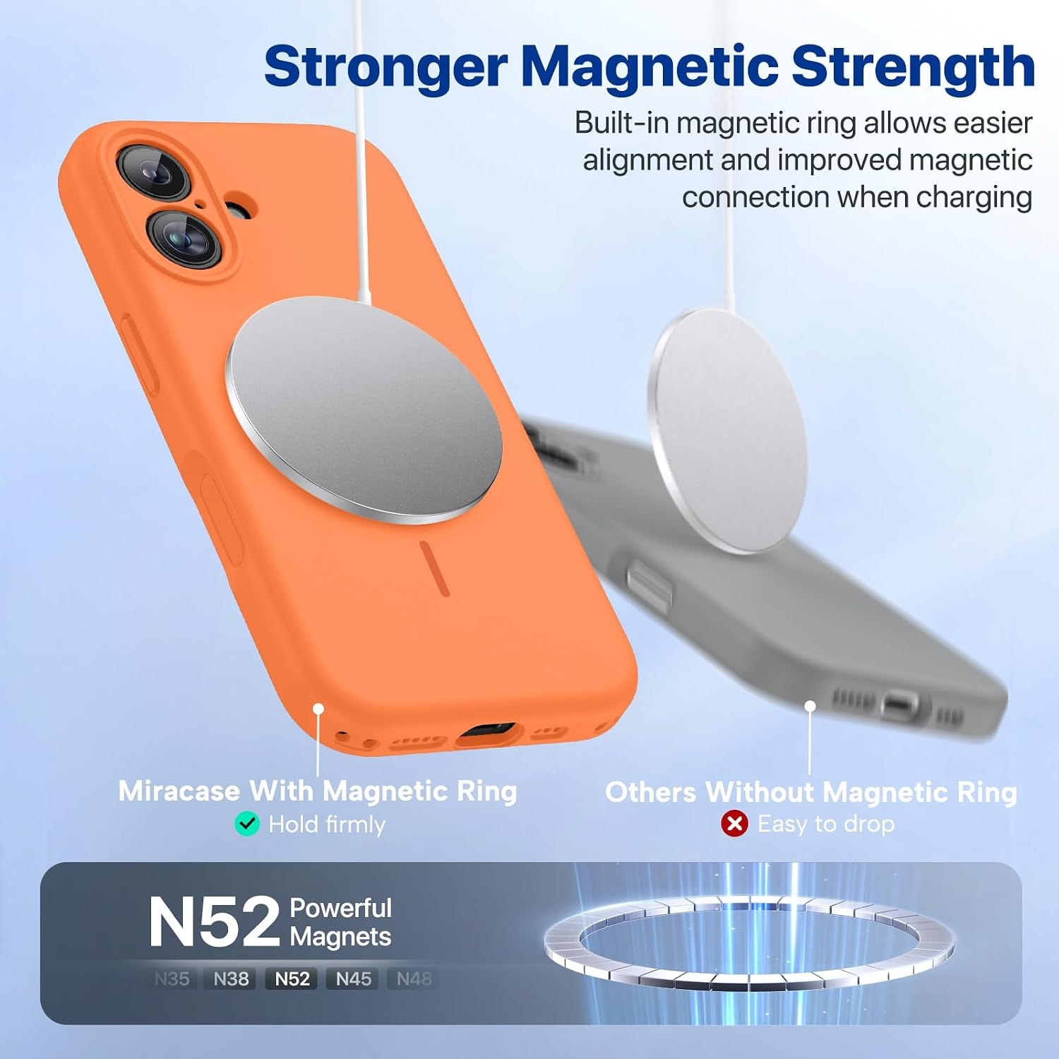 image:imageMiracase Silicone amp Magnetic for iPhone 16 Case Sunset Orange
