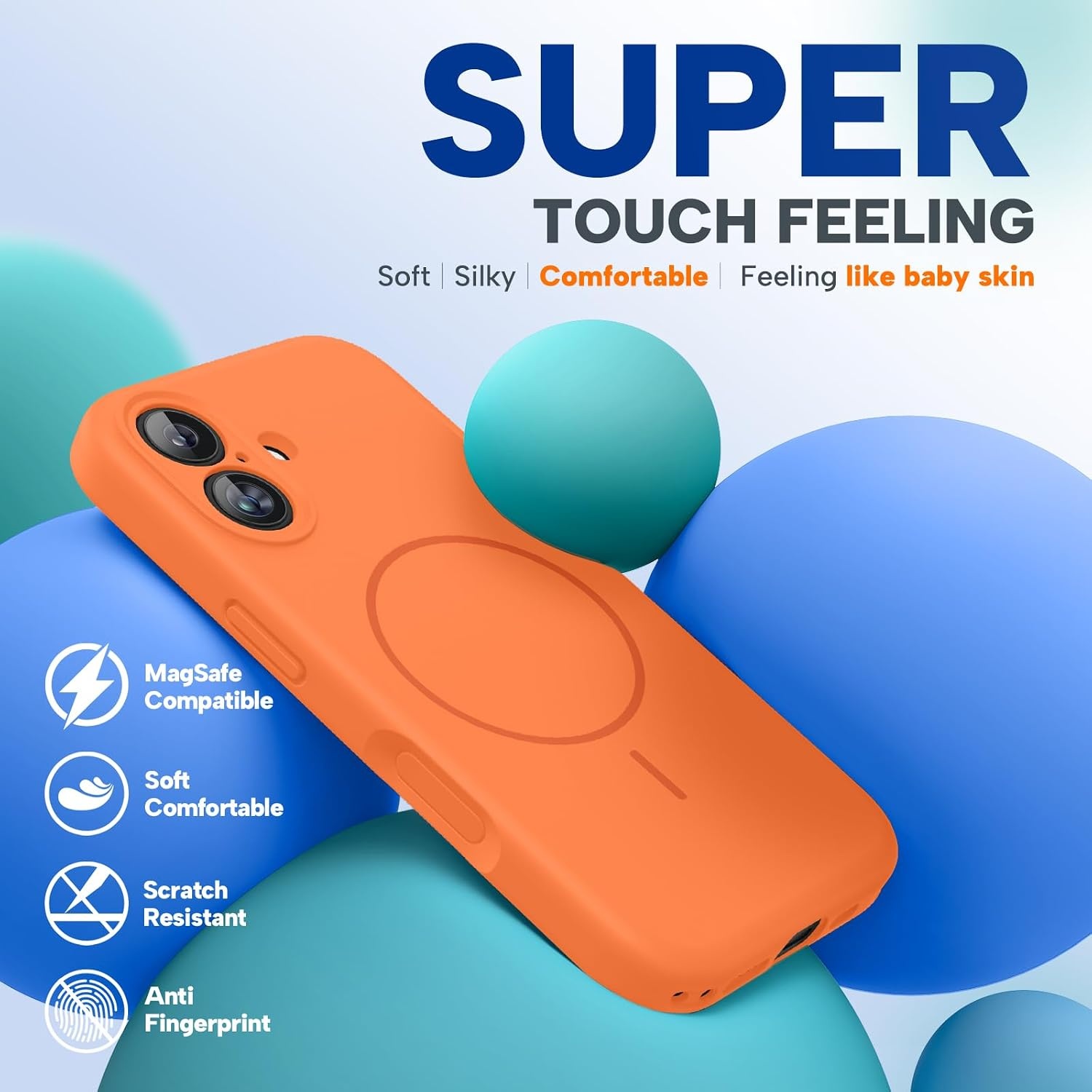 image:imageMiracase Silicone amp Magnetic for iPhone 16 Case Sunset Orange