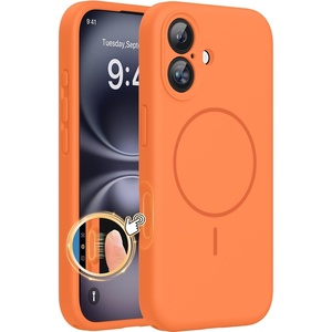 Miracase Silicone & Magnetic for iPhone 16 Case, Sunset Orange