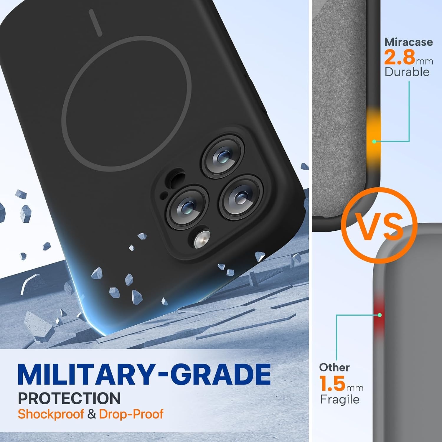 image:imageMiracase Magnetic for iPhone 14 Pro Max Case Silicone Black
