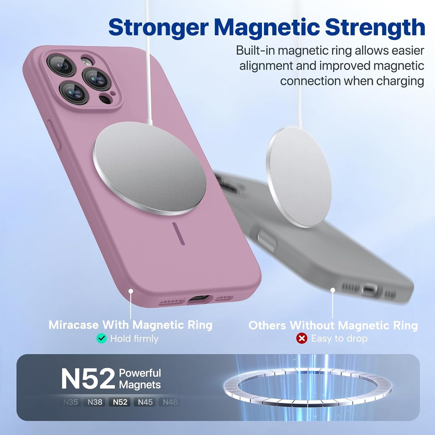 image:imageMiracase Magnetic for iPhone 14 Pro Max Case Silicone Blackcurrant