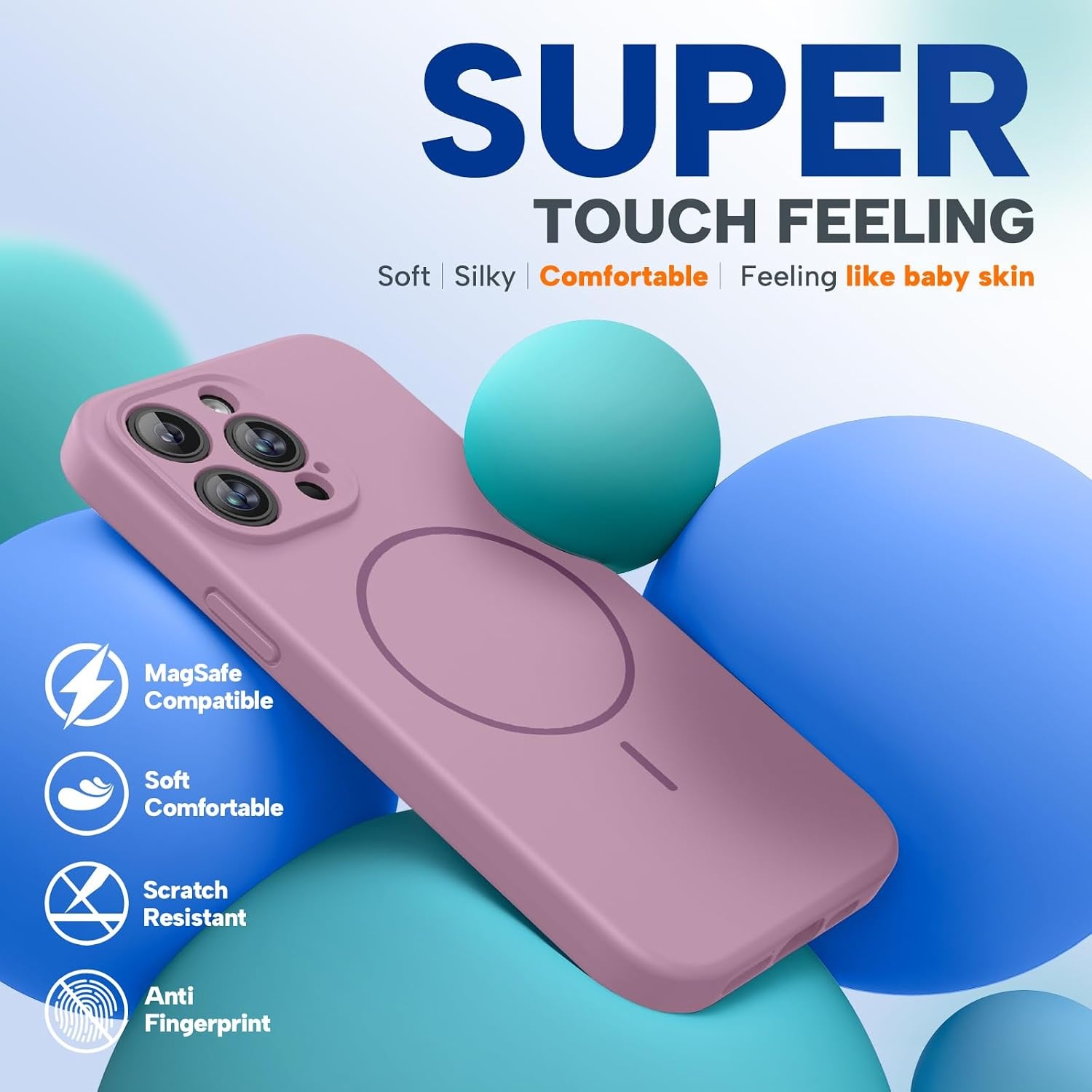 image:imageMiracase Magnetic for iPhone 14 Pro Max Case Silicone Blackcurrant