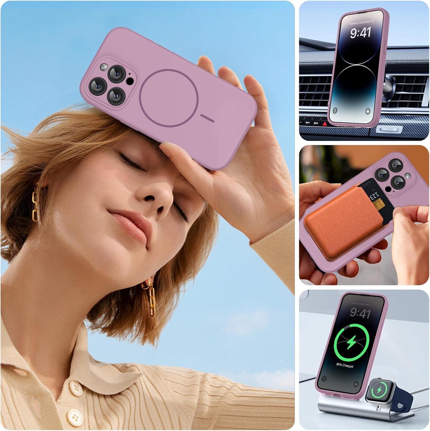 image:imageMiracase Magnetic for iPhone 14 Pro Max Case Silicone Blackcurrant