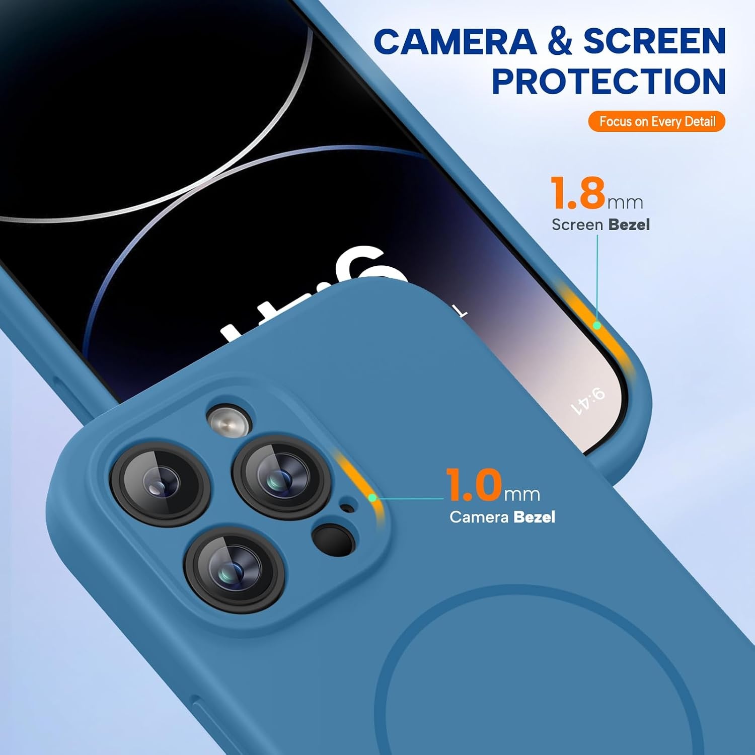 image:imageMiracase Magnetic for iPhone 14 Pro Max Case Silicone Capri Blue