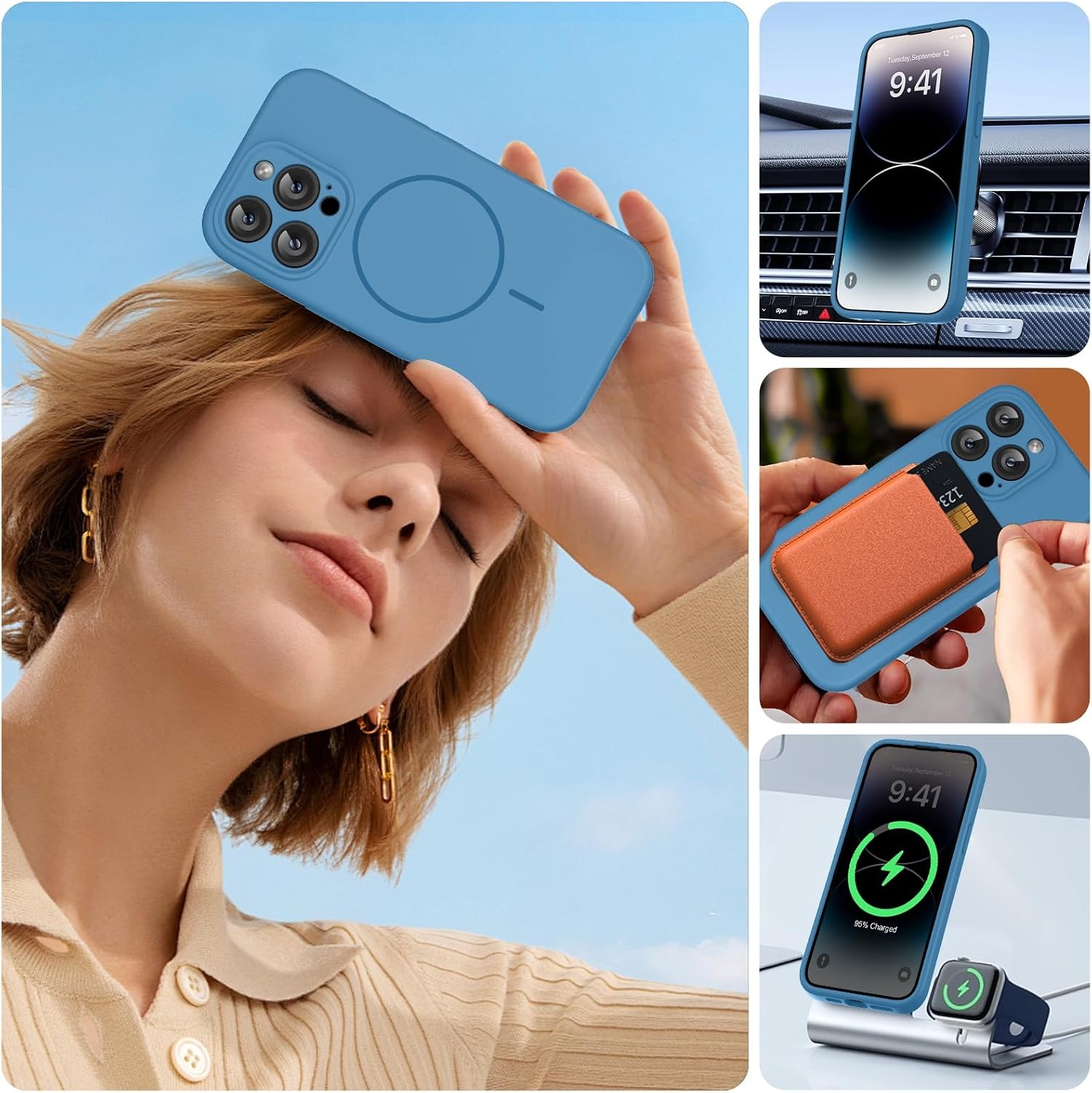 image:imageMiracase Magnetic for iPhone 14 Pro Max Case Silicone Capri Blue