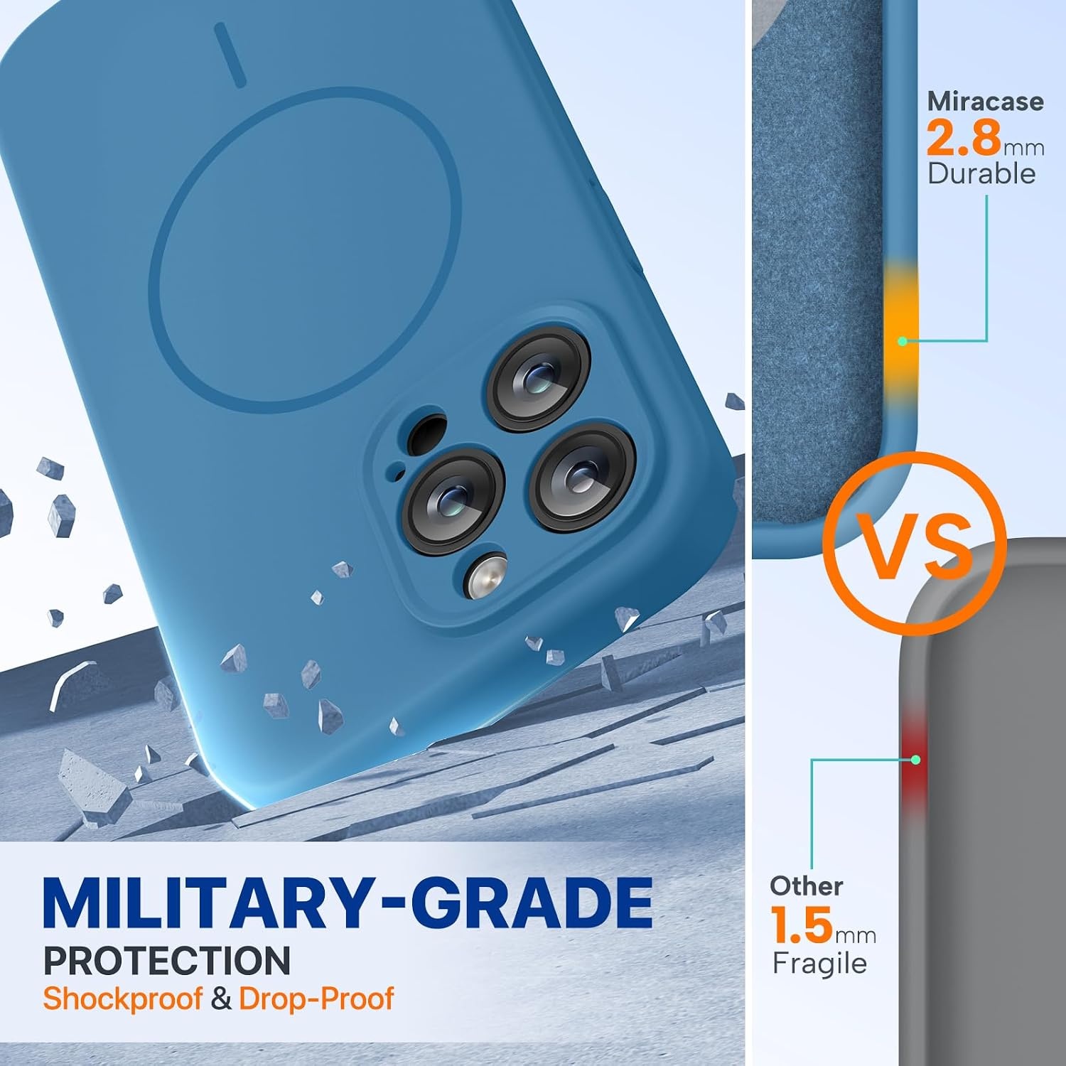 image:imageMiracase Magnetic for iPhone 14 Pro Max Case Silicone Capri Blue