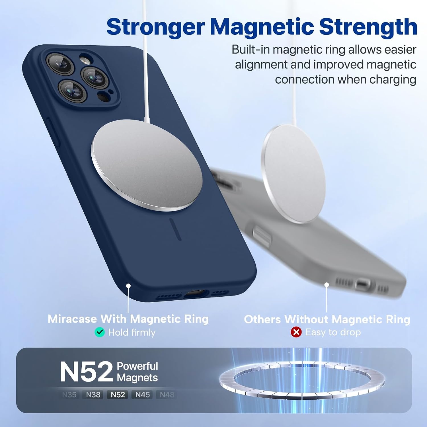 image:imageMiracase Magnetic for iPhone 14 Pro Max Case Silicone Dark Blue