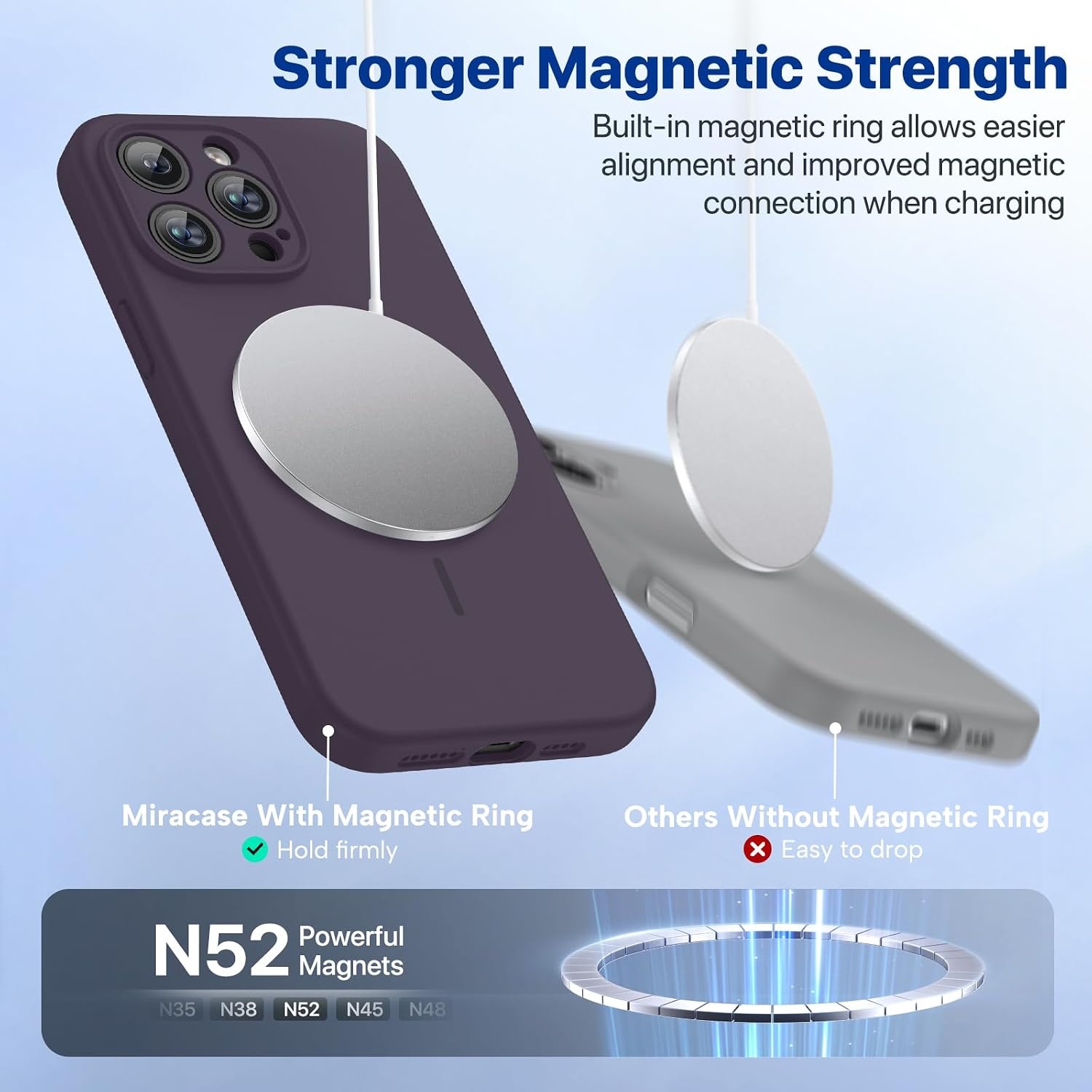 image:imageMiracase Magnetic for iPhone 14 Pro Max Case Silicone Dark Purple