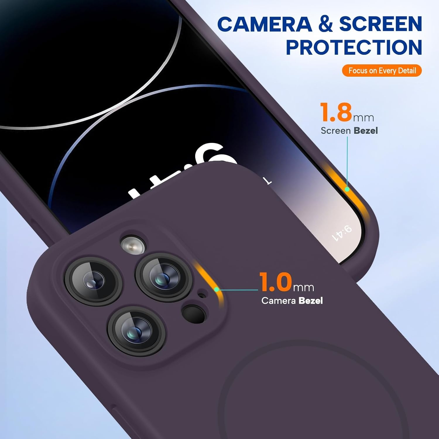 image:imageMiracase Magnetic for iPhone 14 Pro Max Case Silicone Dark Purple