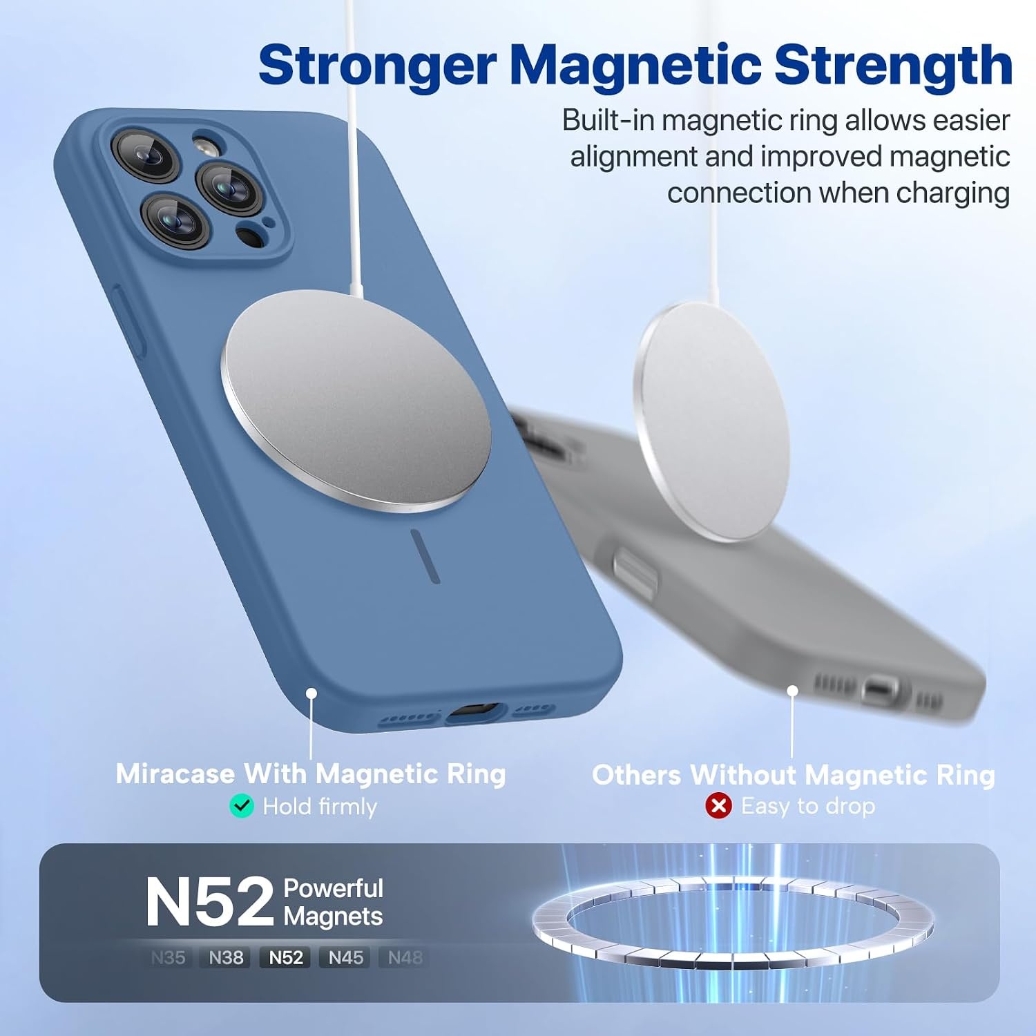 image:imageMiracase Magnetic for iPhone 14 Pro Max Case Silicone Glass Blue