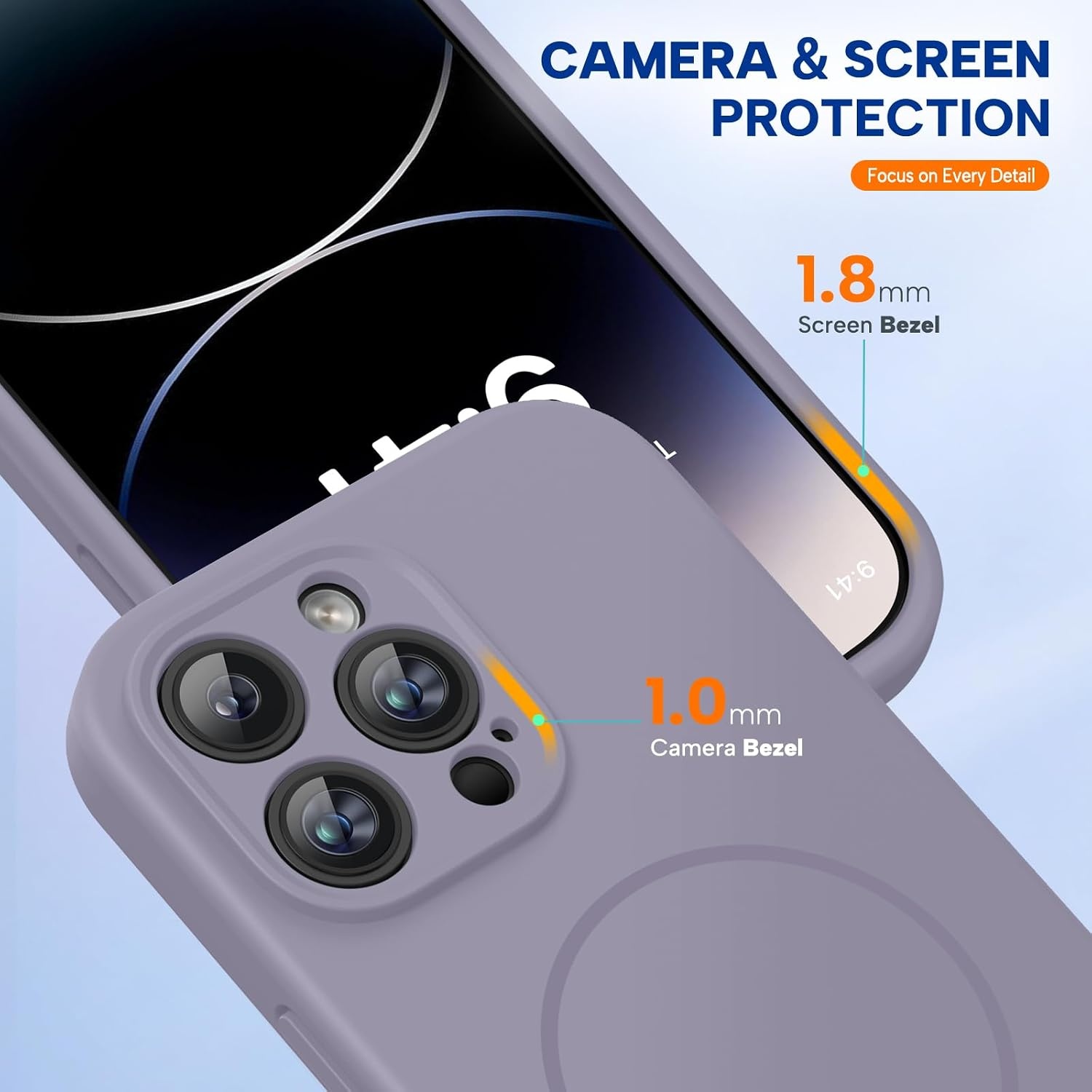 image:imageMiracase Magnetic for iPhone 14 Pro Max Case Silicone Lavender Gray