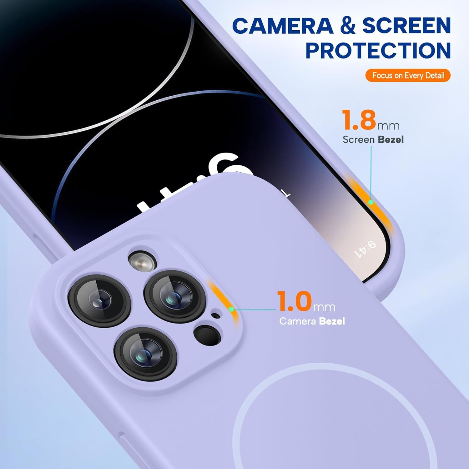 image:imageMiracase Magnetic for iPhone 14 Pro Max Case Silicone Light Purple