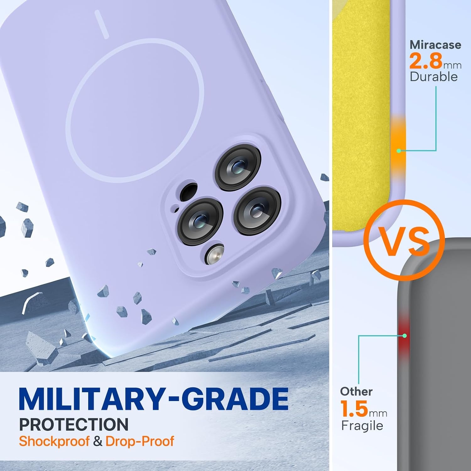 image:imageMiracase Magnetic for iPhone 14 Pro Max Case Silicone Light Purple