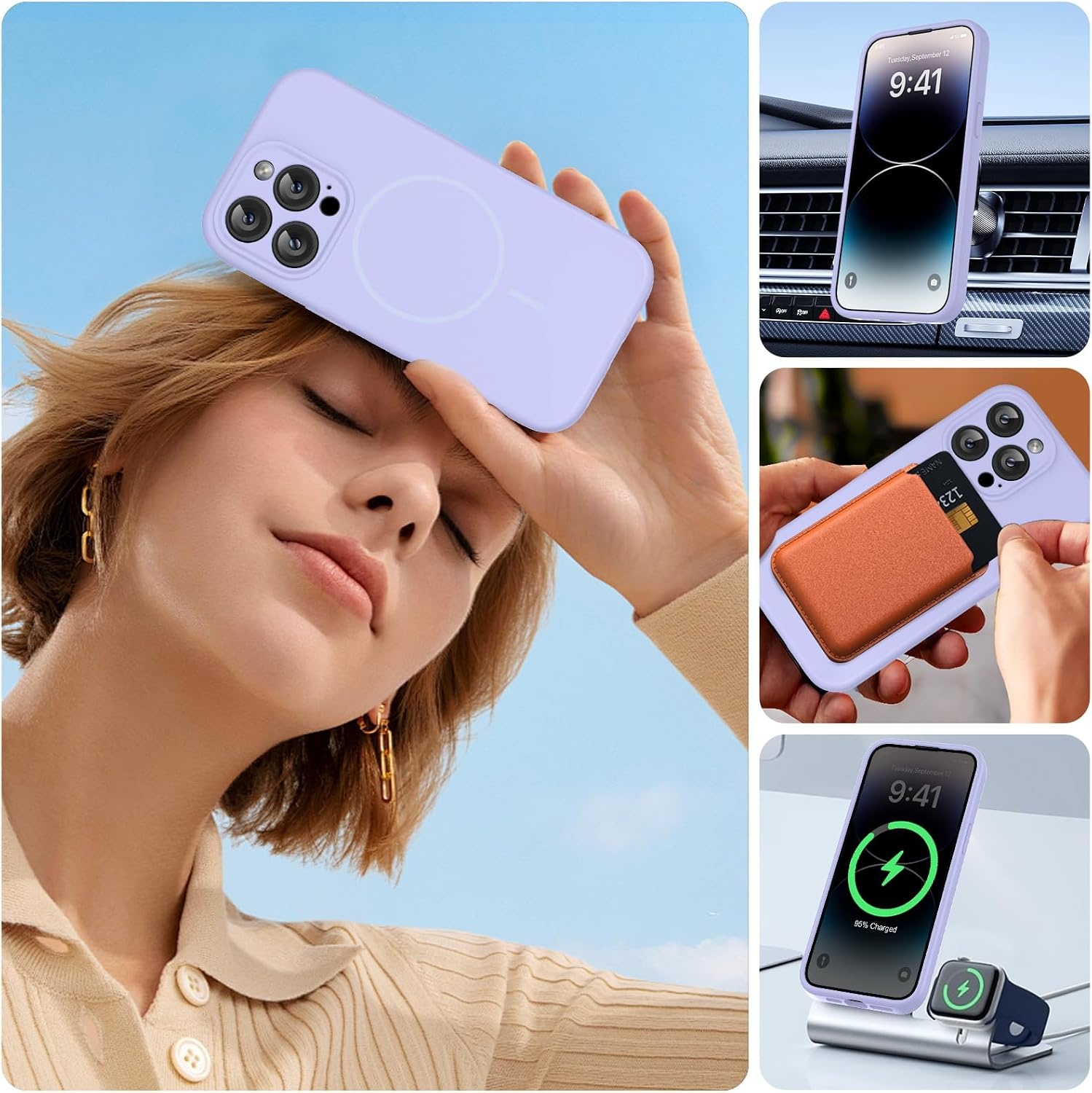 image:imageMiracase Magnetic for iPhone 14 Pro Max Case Silicone Light Purple