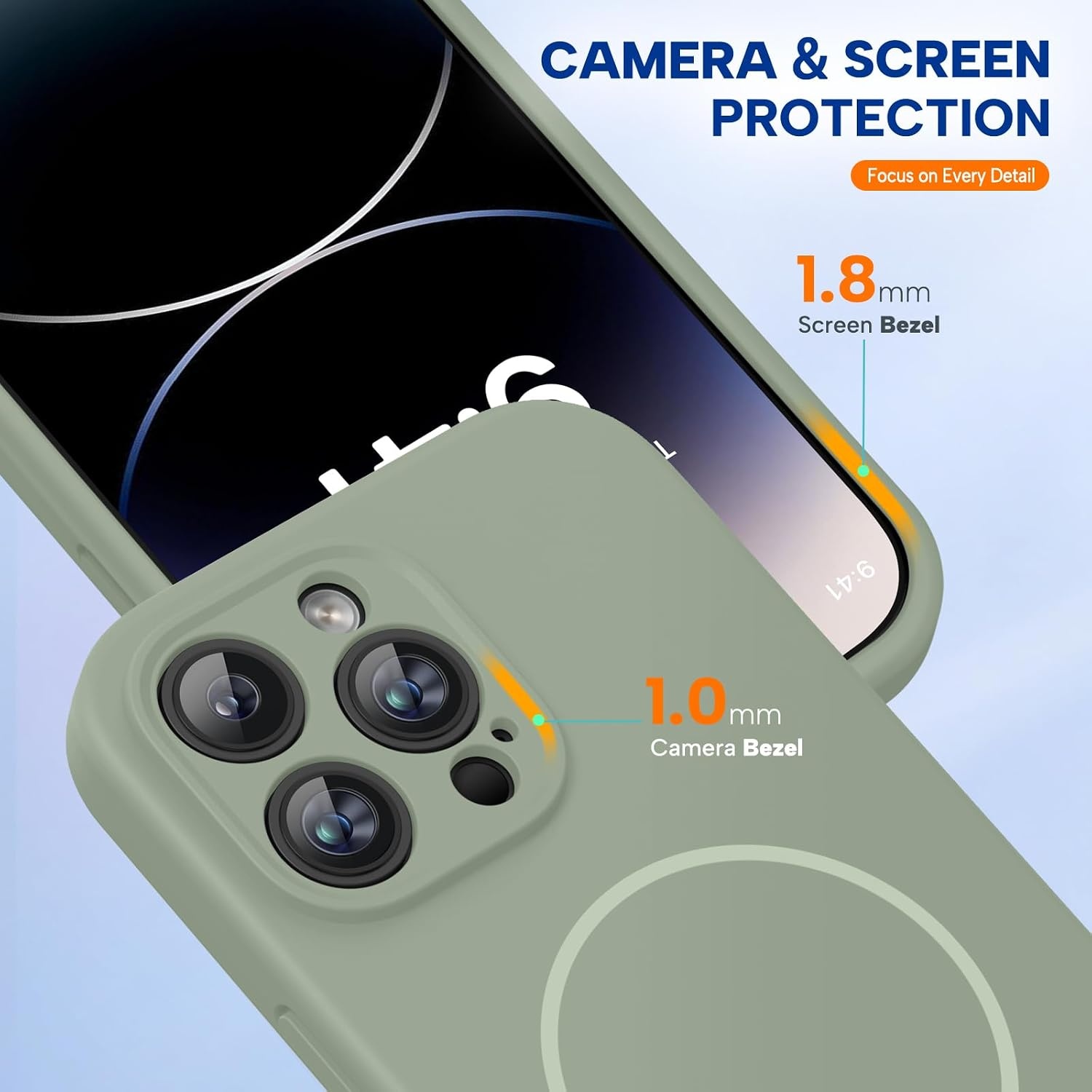 image:imageMiracase Magnetic for iPhone 14 Pro Max Case Silicone Patina Green