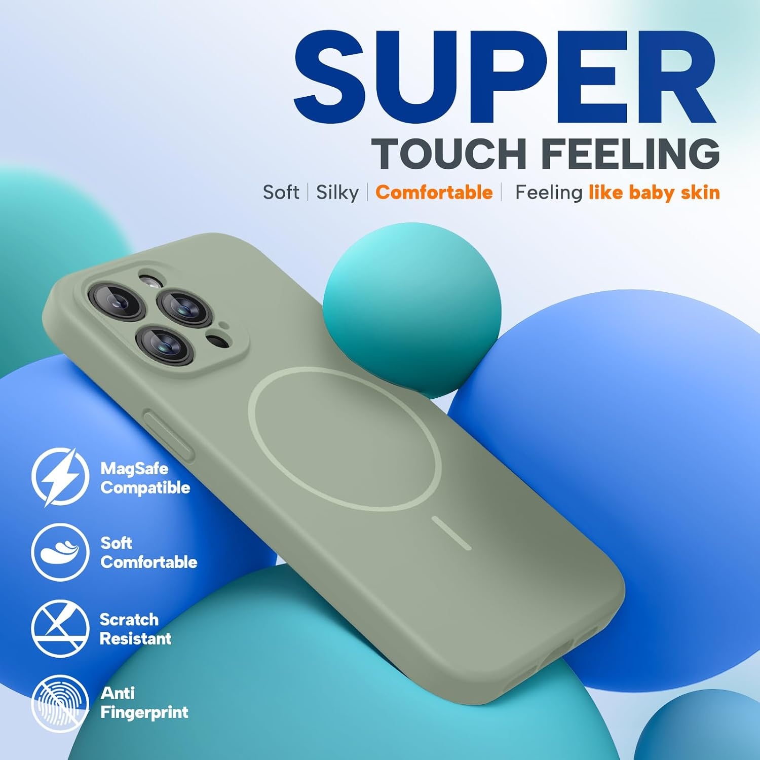 image:imageMiracase Magnetic for iPhone 14 Pro Max Case Silicone Patina Green