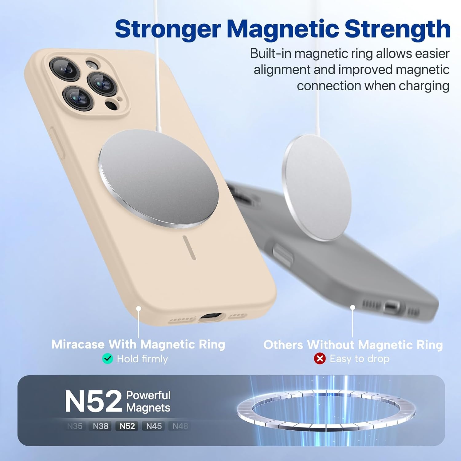 image:imageMiracase Magnetic for iPhone 14 Pro Max Case Silicone Sand