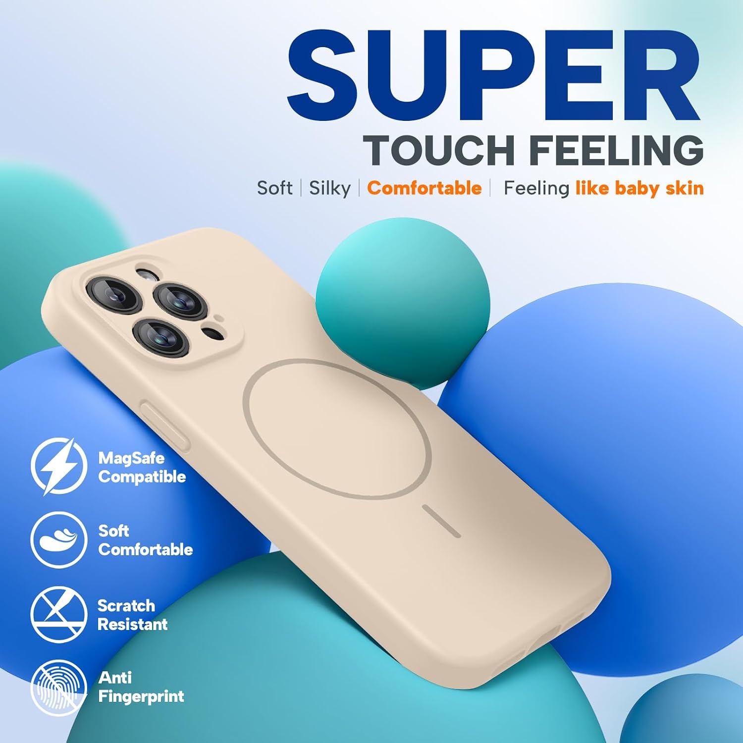 image:imageMiracase Magnetic for iPhone 14 Pro Max Case Silicone Sand