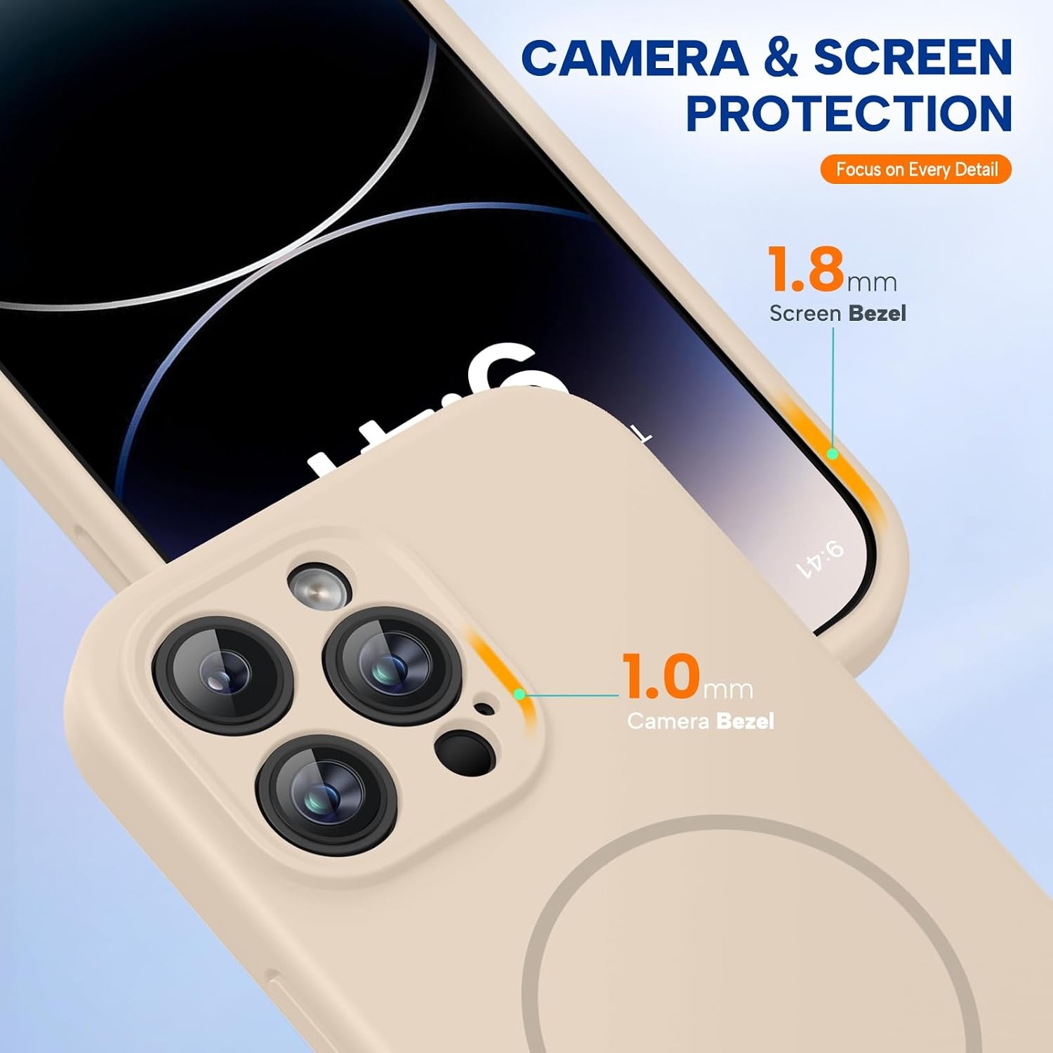 image:imageMiracase Magnetic for iPhone 14 Pro Max Case Silicone Sand