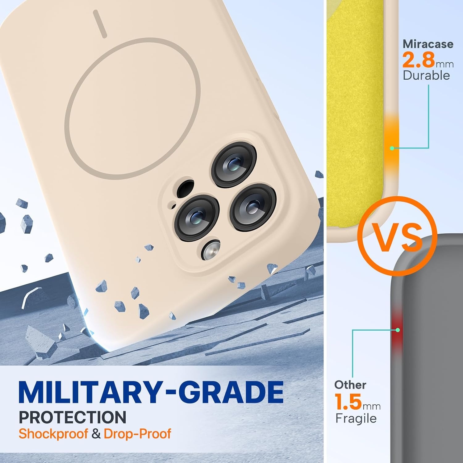 image:imageMiracase Magnetic for iPhone 14 Pro Max Case Silicone Sand