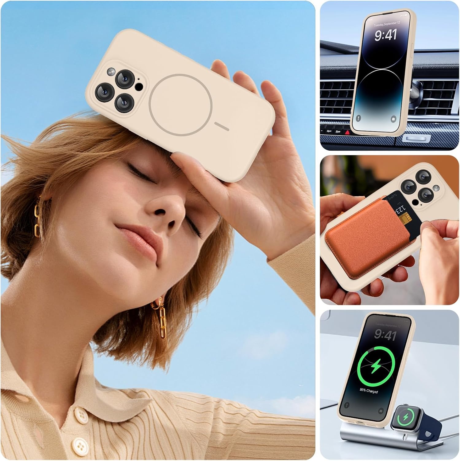 image:imageMiracase Magnetic for iPhone 14 Pro Max Case Silicone Sand