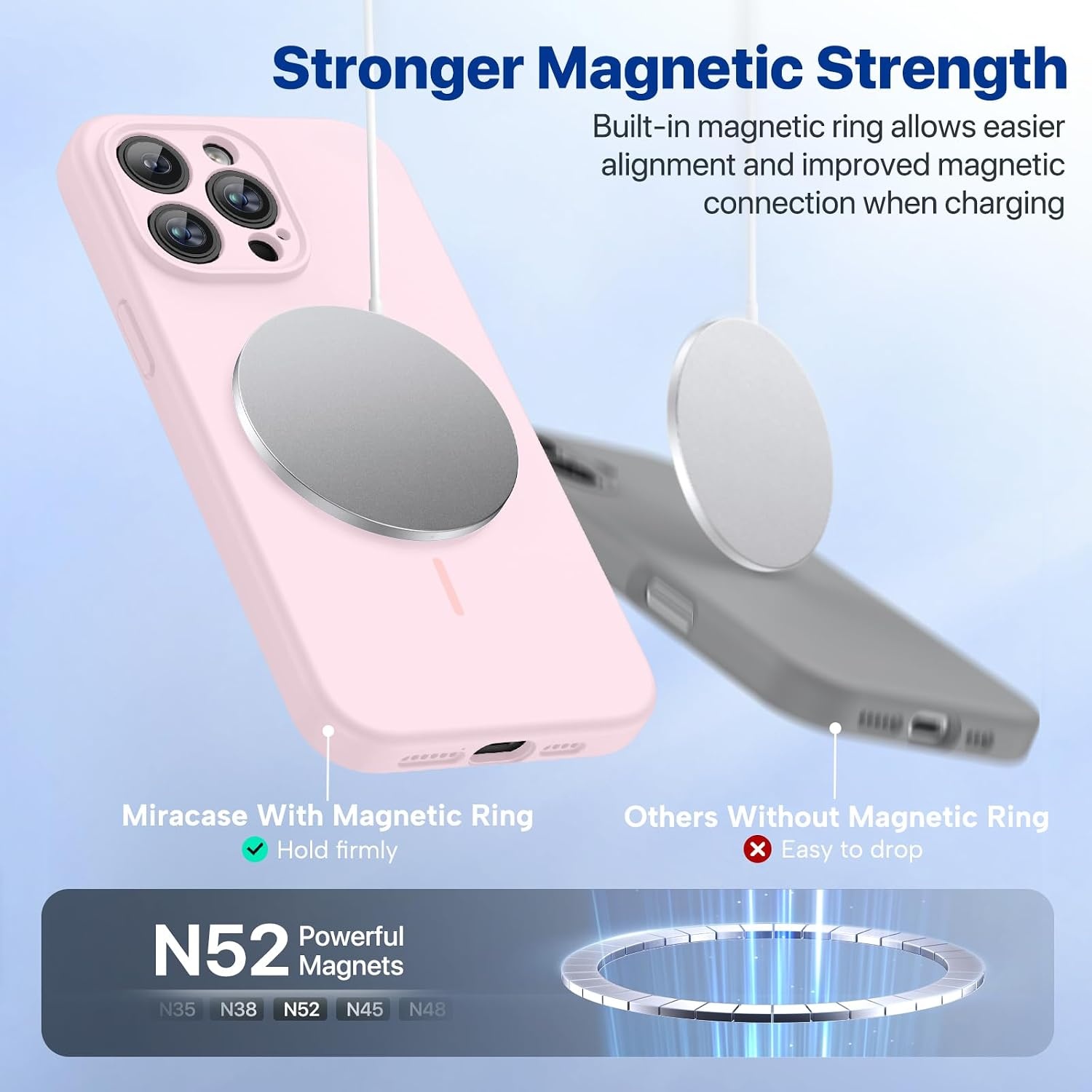 image:imageMiracase Magnetic for iPhone 14 Pro Max Case Silicone Sand Pink