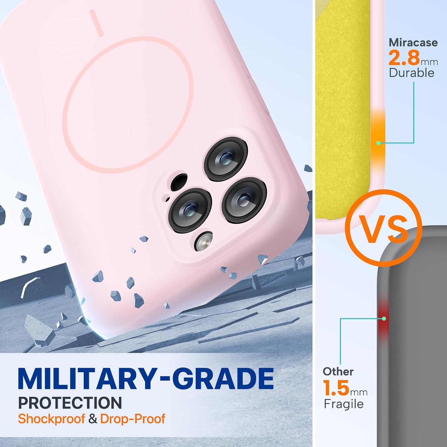 image:imageMiracase Magnetic for iPhone 14 Pro Max Case Silicone Sand Pink