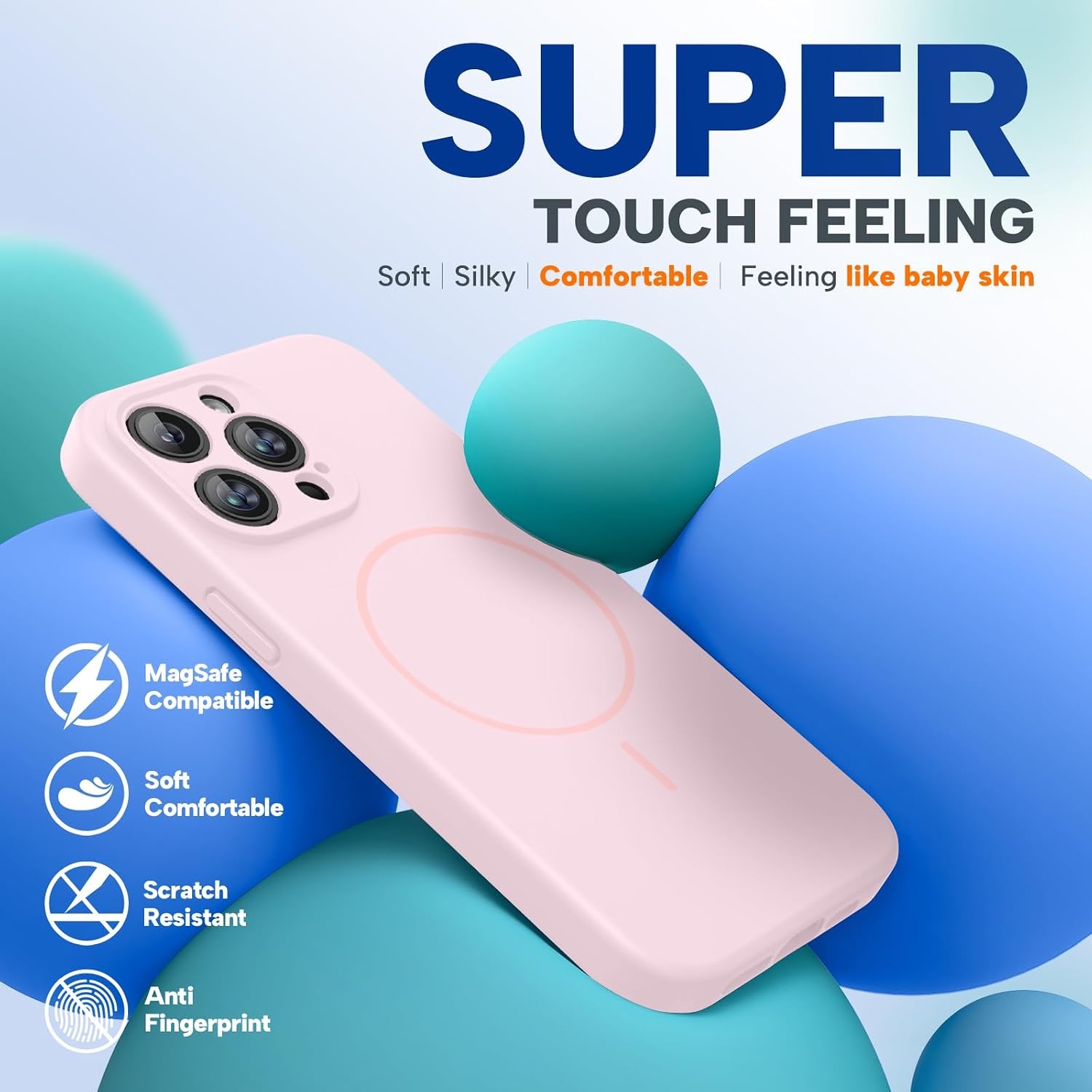 image:imageMiracase Magnetic for iPhone 14 Pro Max Case Silicone Sand Pink