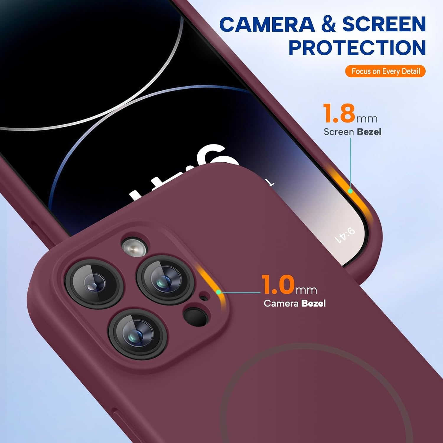 image:imageMiracase Magnetic for iPhone 14 Pro Max Case Silicone Wine Red