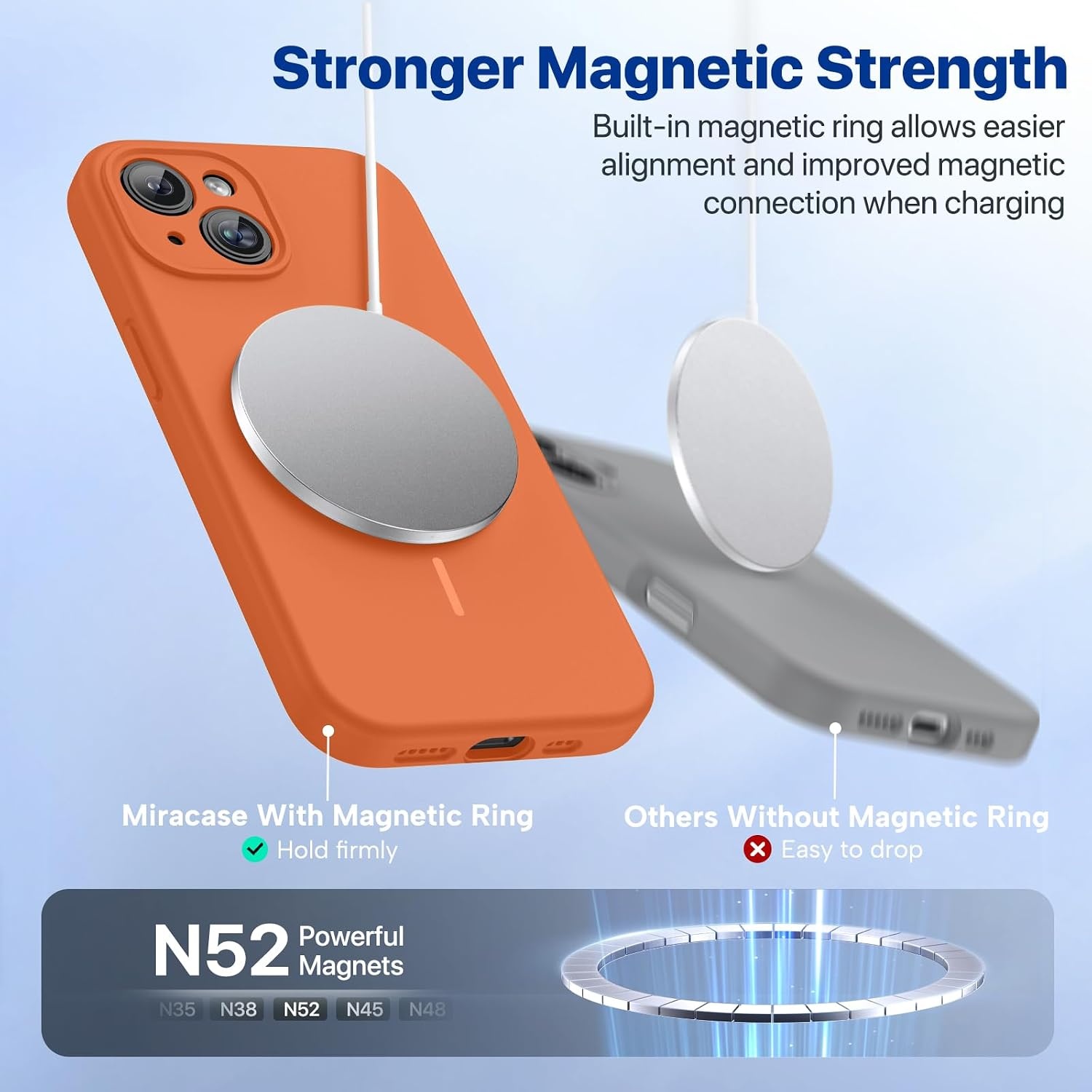 image:imageMiracase Silicone amp Magnetic for iPhone 14 Case Amber Orange