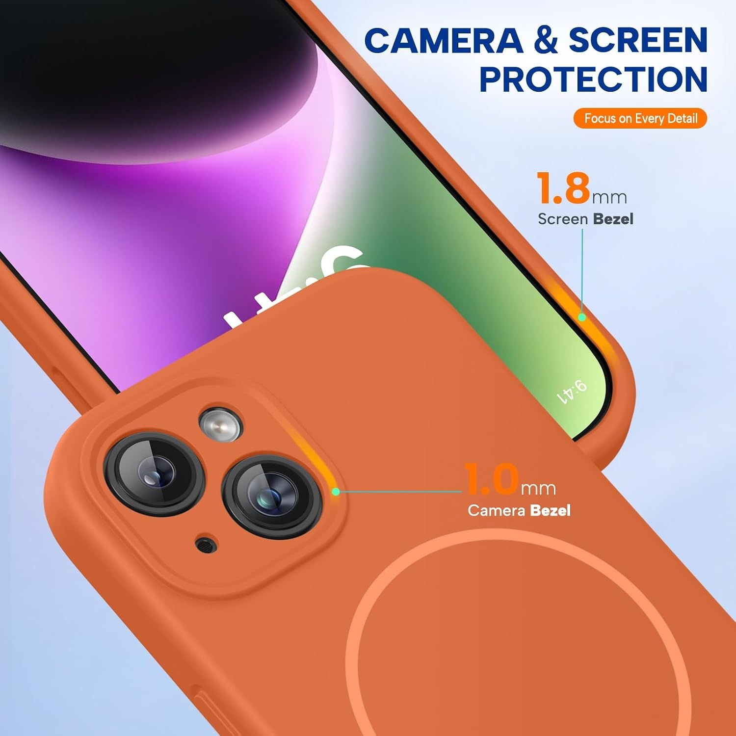 image:imageMiracase Silicone amp Magnetic for iPhone 14 Case Amber Orange