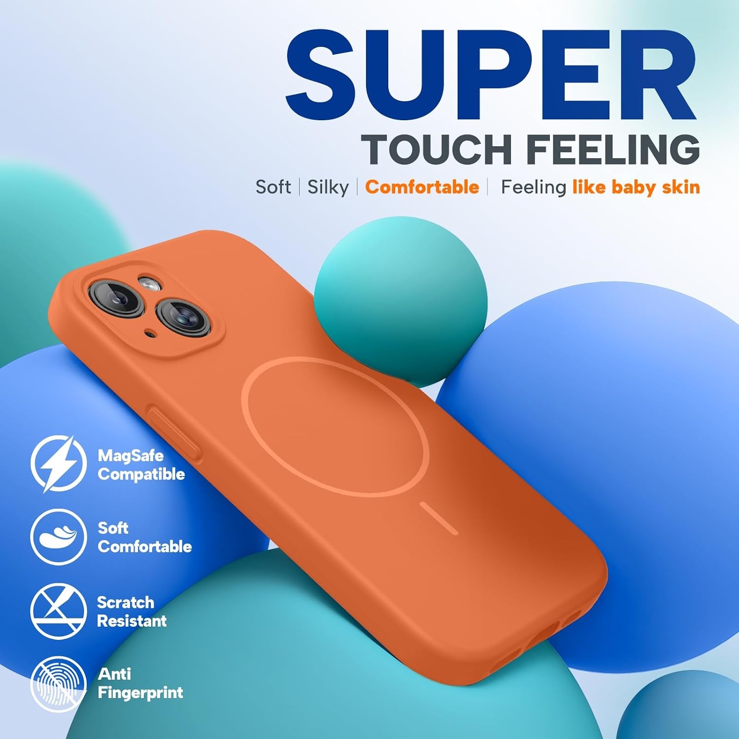 image:imageMiracase Silicone amp Magnetic for iPhone 14 Case Amber Orange