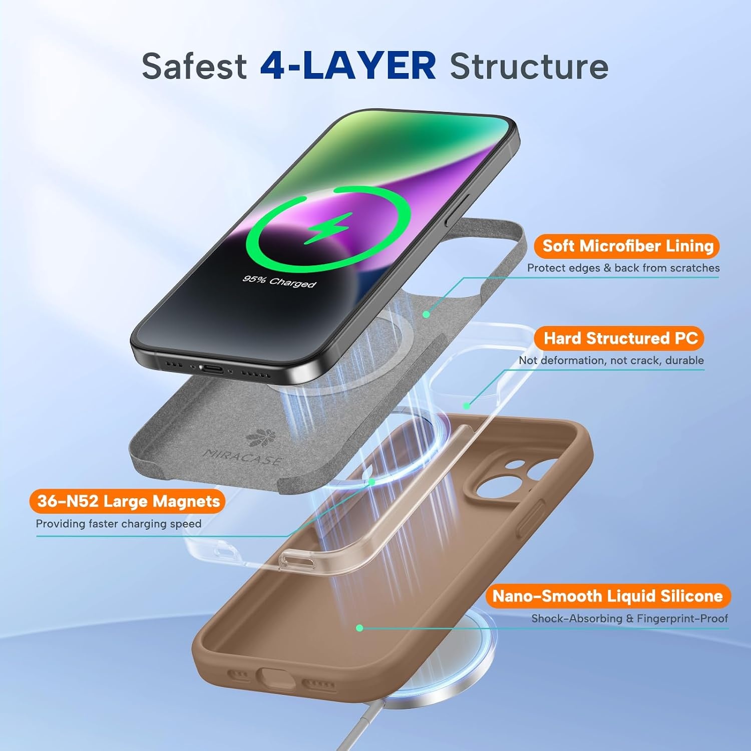 image:imageMiracase Silicone amp Magnetic for iPhone 14 Case Chocolate