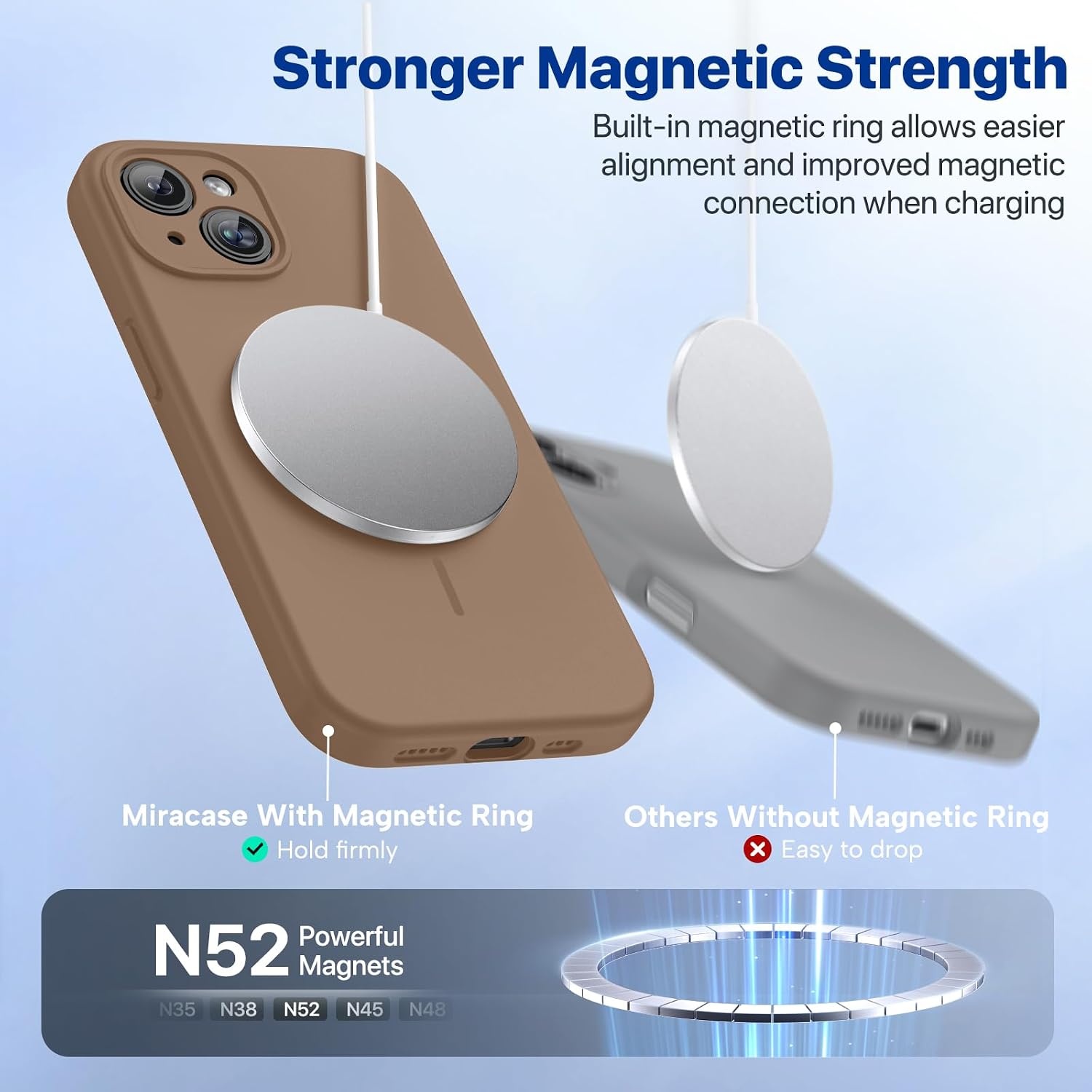 image:imageMiracase Silicone amp Magnetic for iPhone 14 Case Chocolate