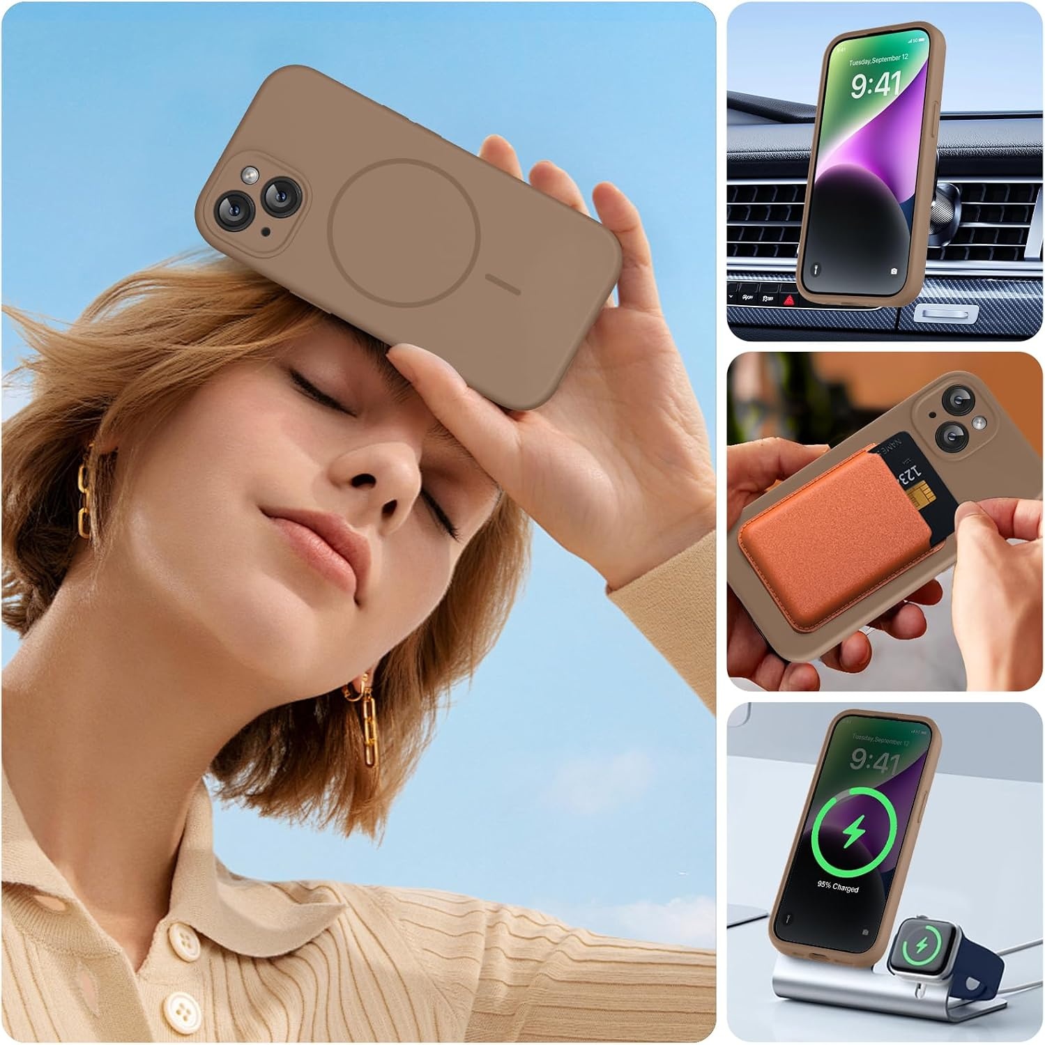 image:imageMiracase Silicone amp Magnetic for iPhone 14 Case Chocolate