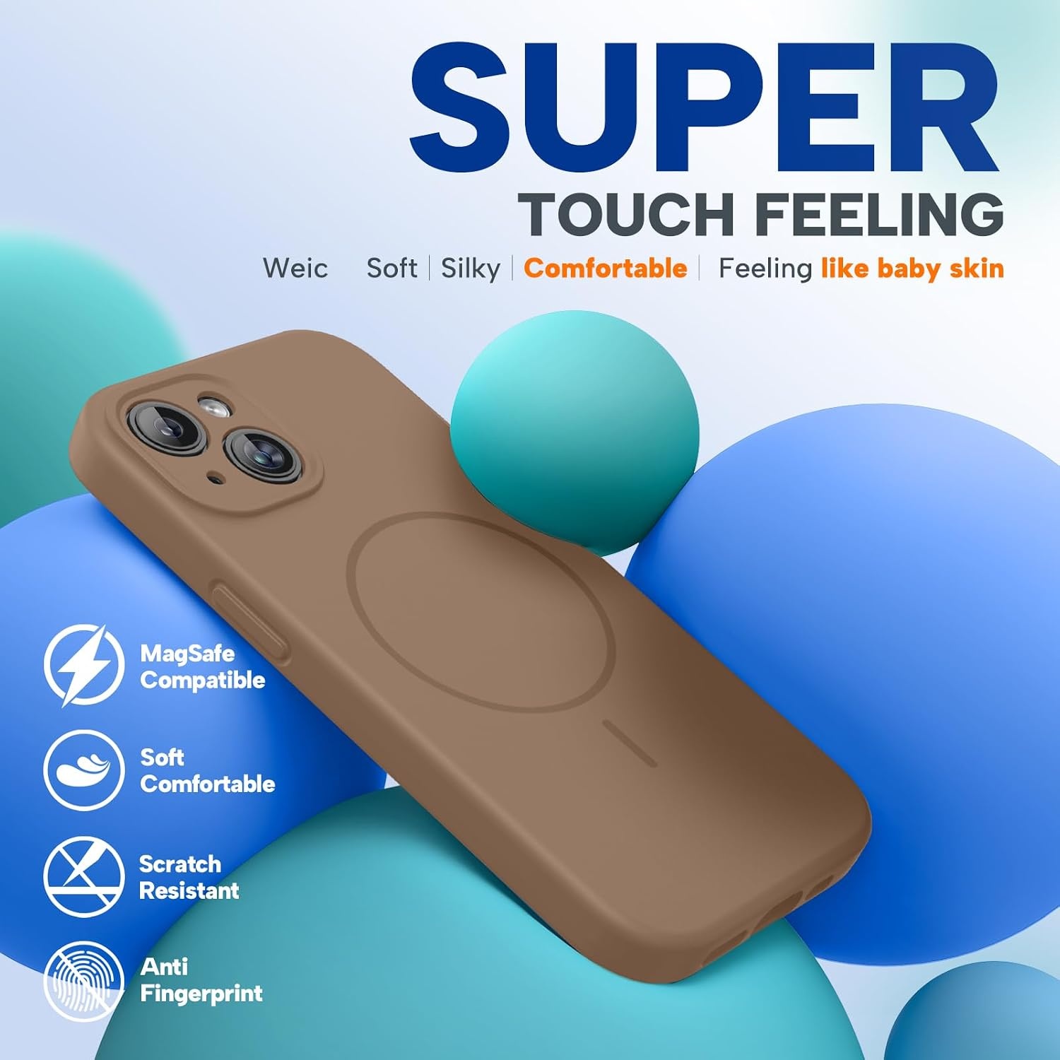 image:imageMiracase Silicone amp Magnetic for iPhone 14 Case Chocolate