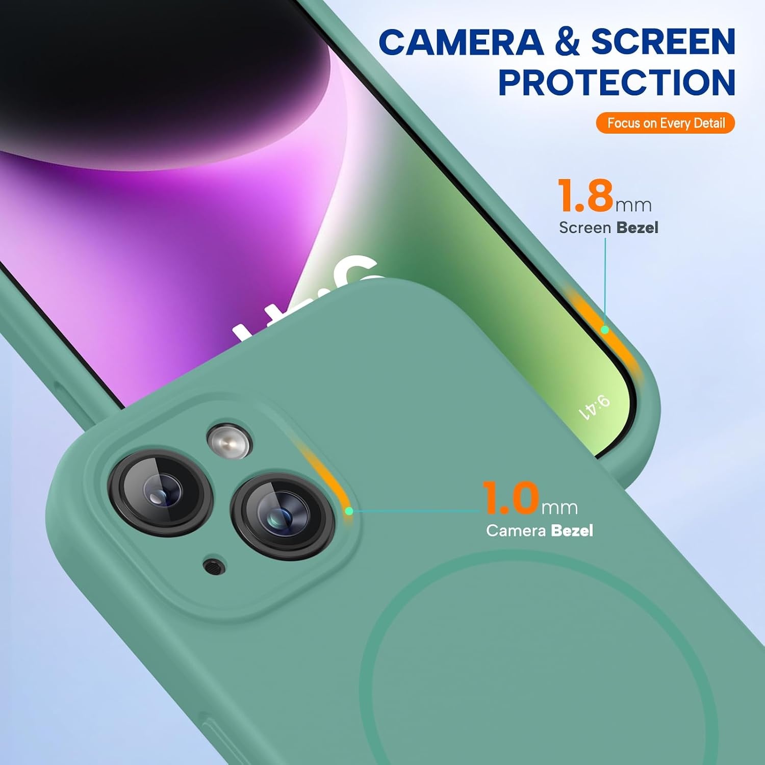 image:imageMiracase Silicone amp Magnetic for iPhone 14 Case Midnight Green