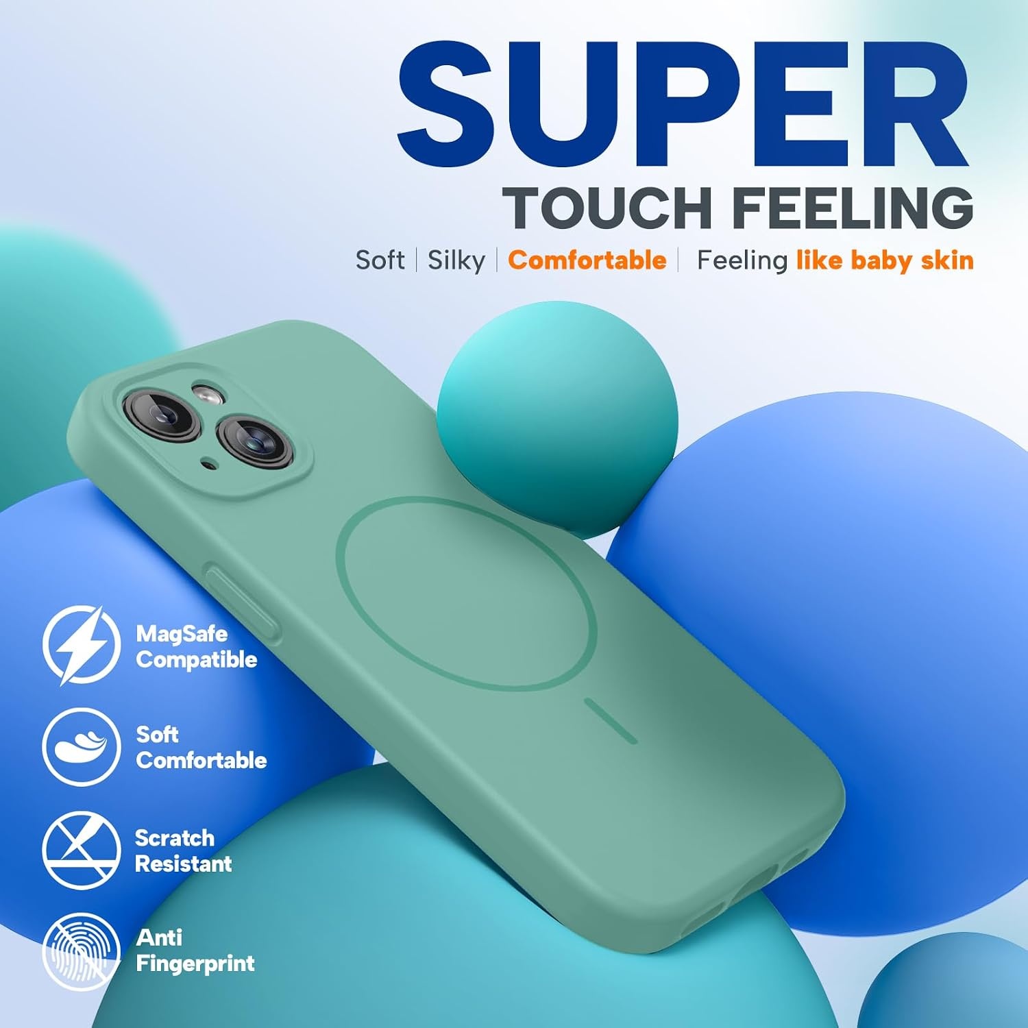 image:imageMiracase Silicone amp Magnetic for iPhone 14 Case Midnight Green