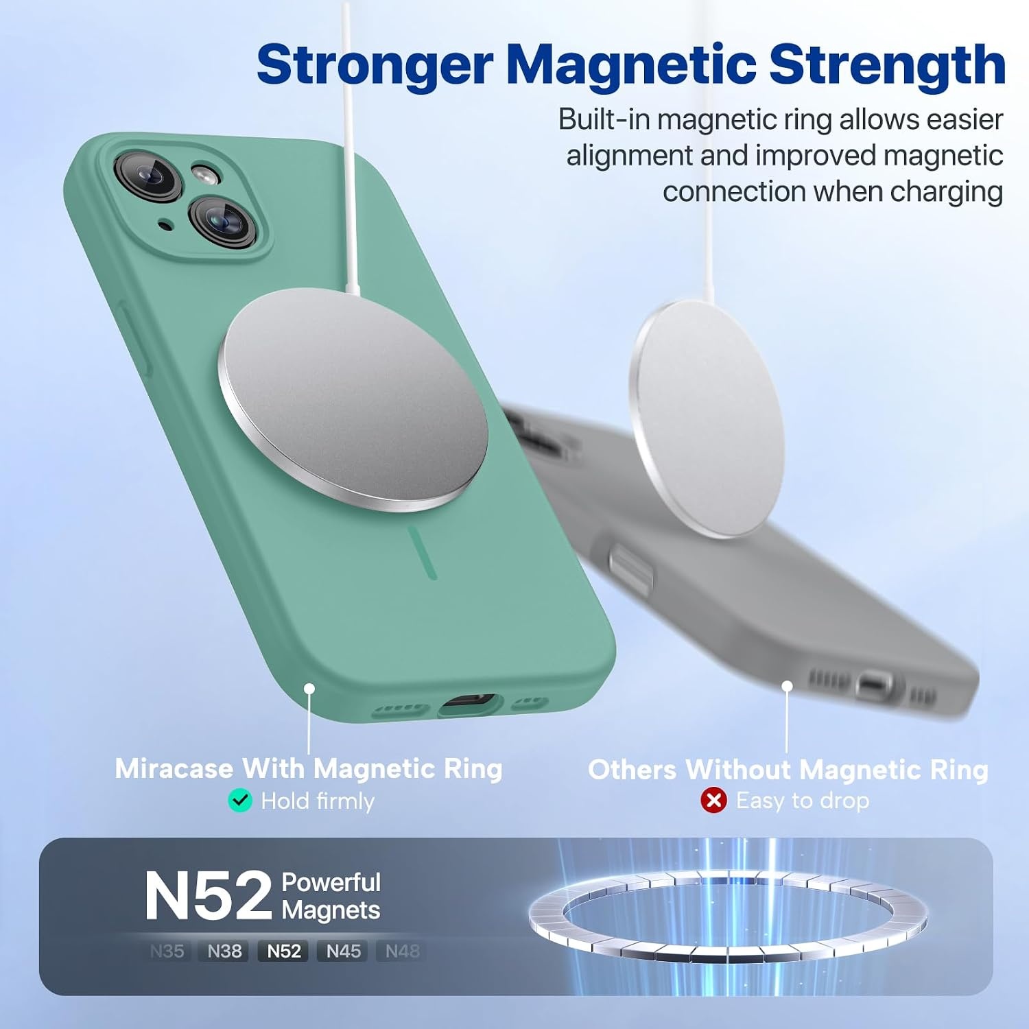 image:imageMiracase Silicone amp Magnetic for iPhone 14 Case Midnight Green