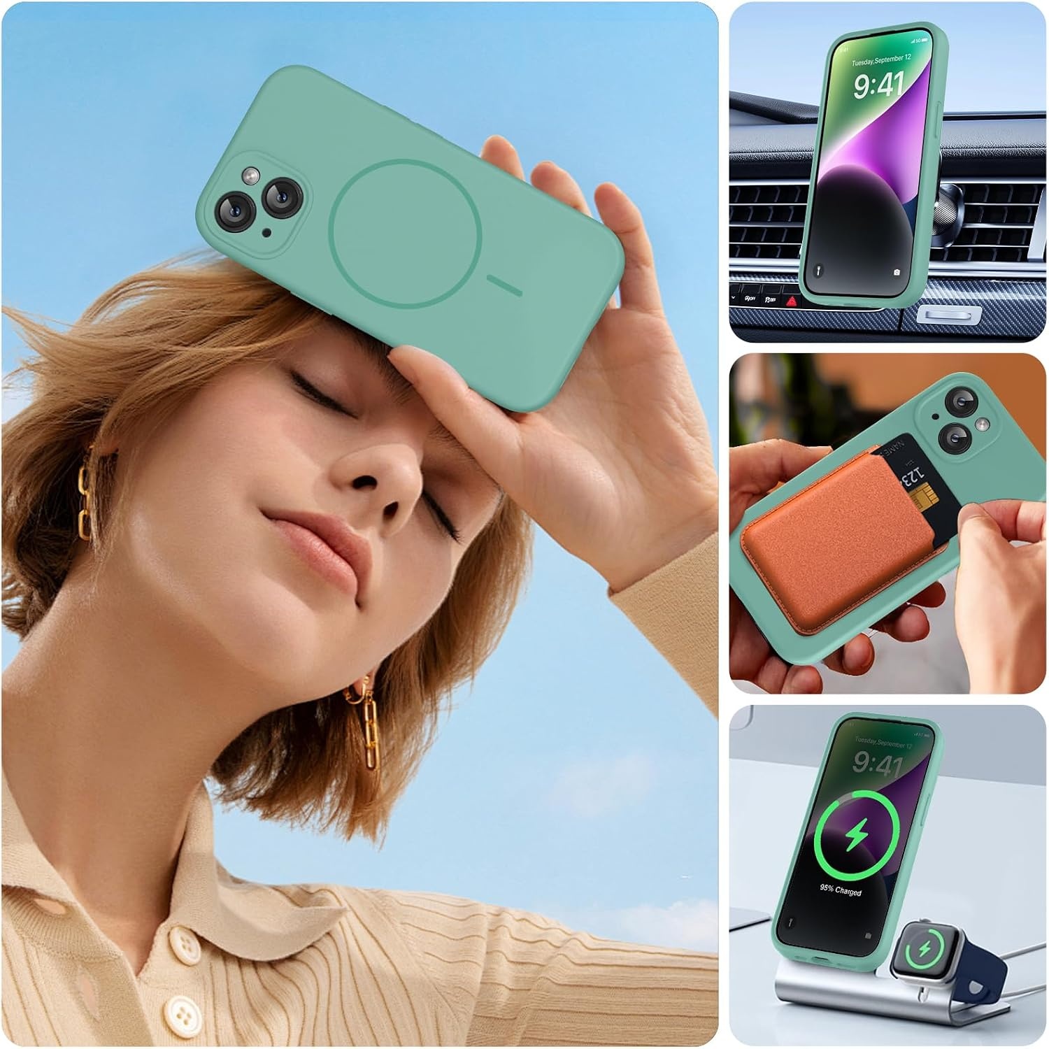 image:imageMiracase Silicone amp Magnetic for iPhone 14 Case Midnight Green