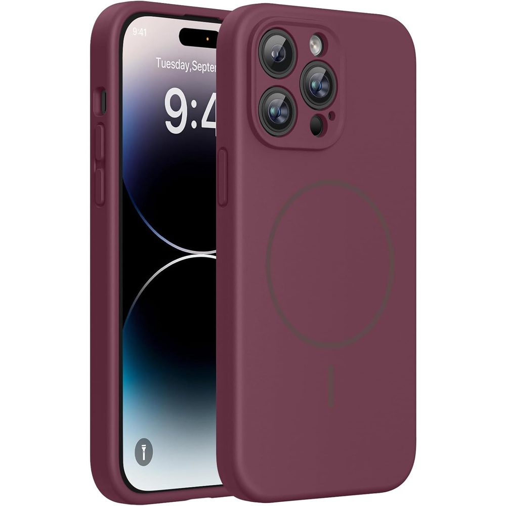 image:imageMiracase Magnetic for iPhone 14 Pro Max Case Silicone Wine Red