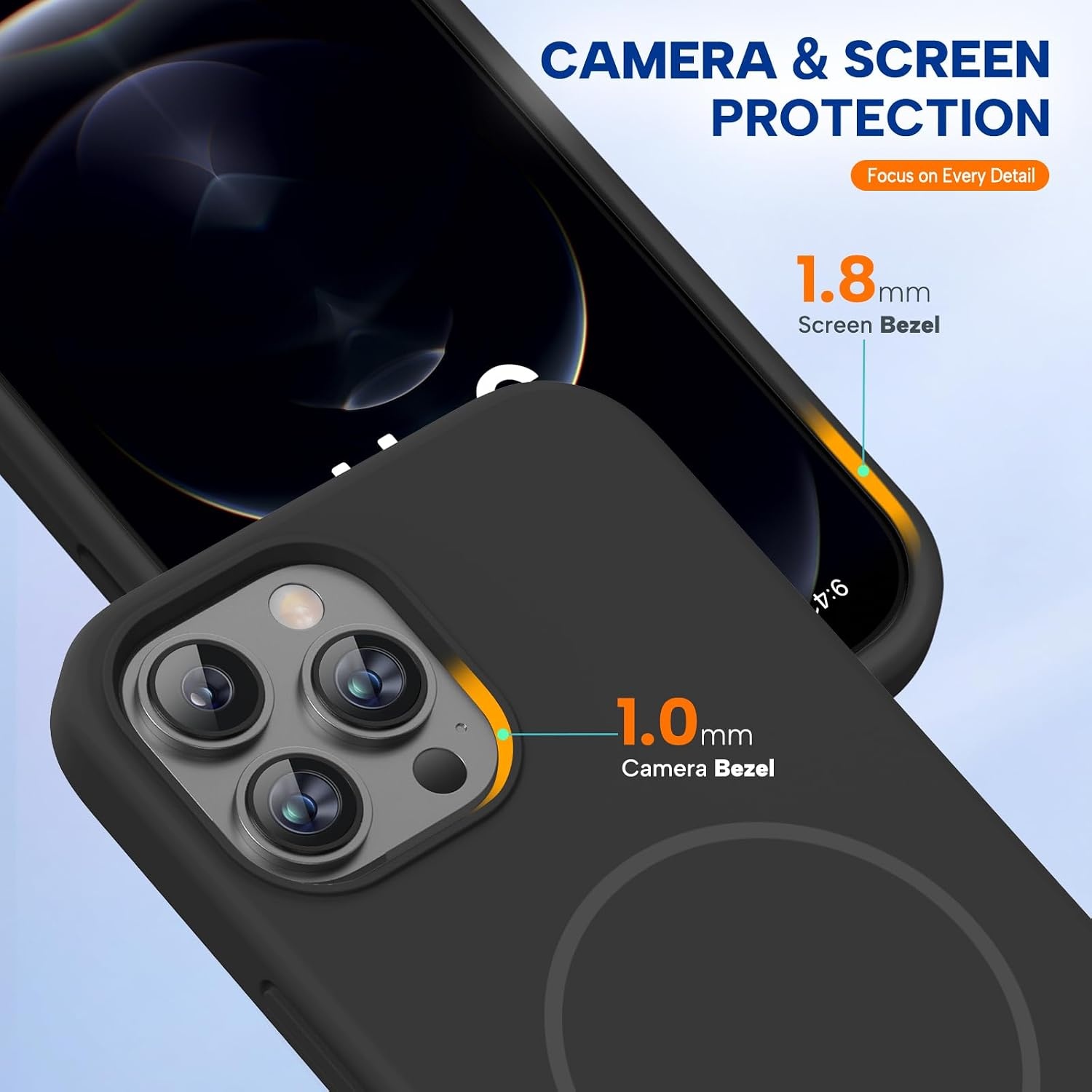 image:imageMiracase Silicone amp Magnetic for iPhone 12 Pro Max Case Black Magnetic