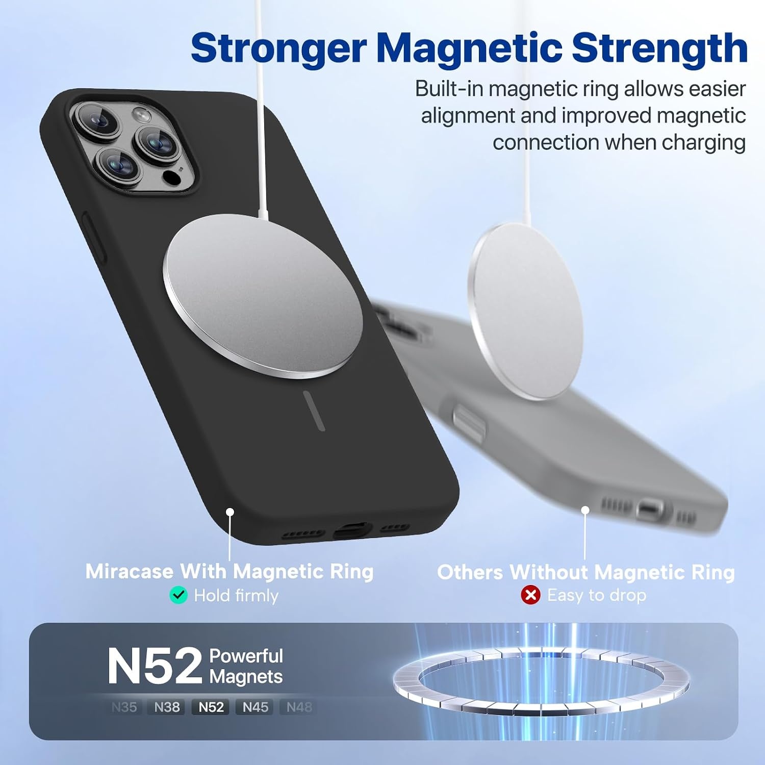 image:imageMiracase Silicone amp Magnetic for iPhone 12 Pro Max Case Black Magnetic