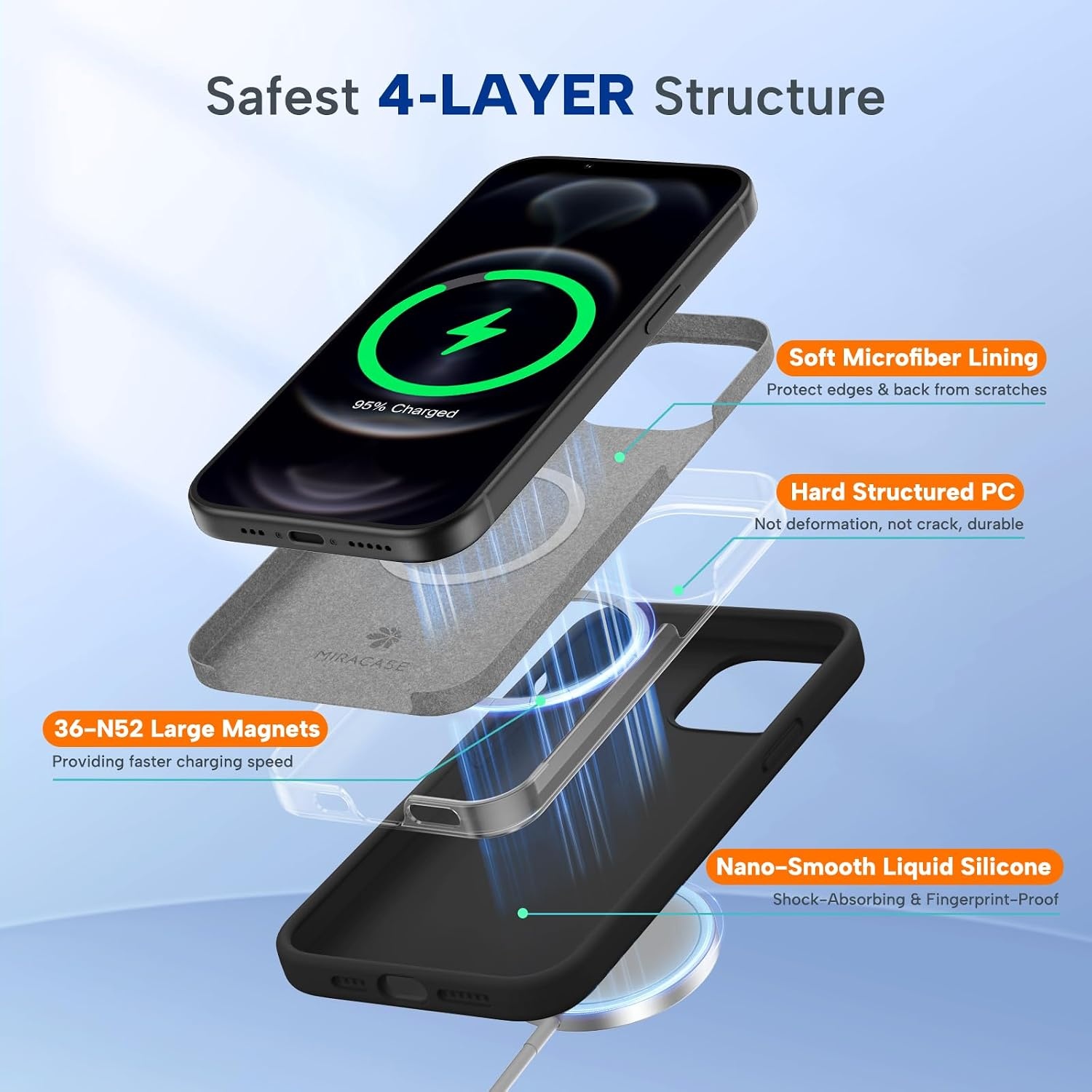 image:imageMiracase Silicone amp Magnetic for iPhone 12 Pro Max Case Black Magnetic