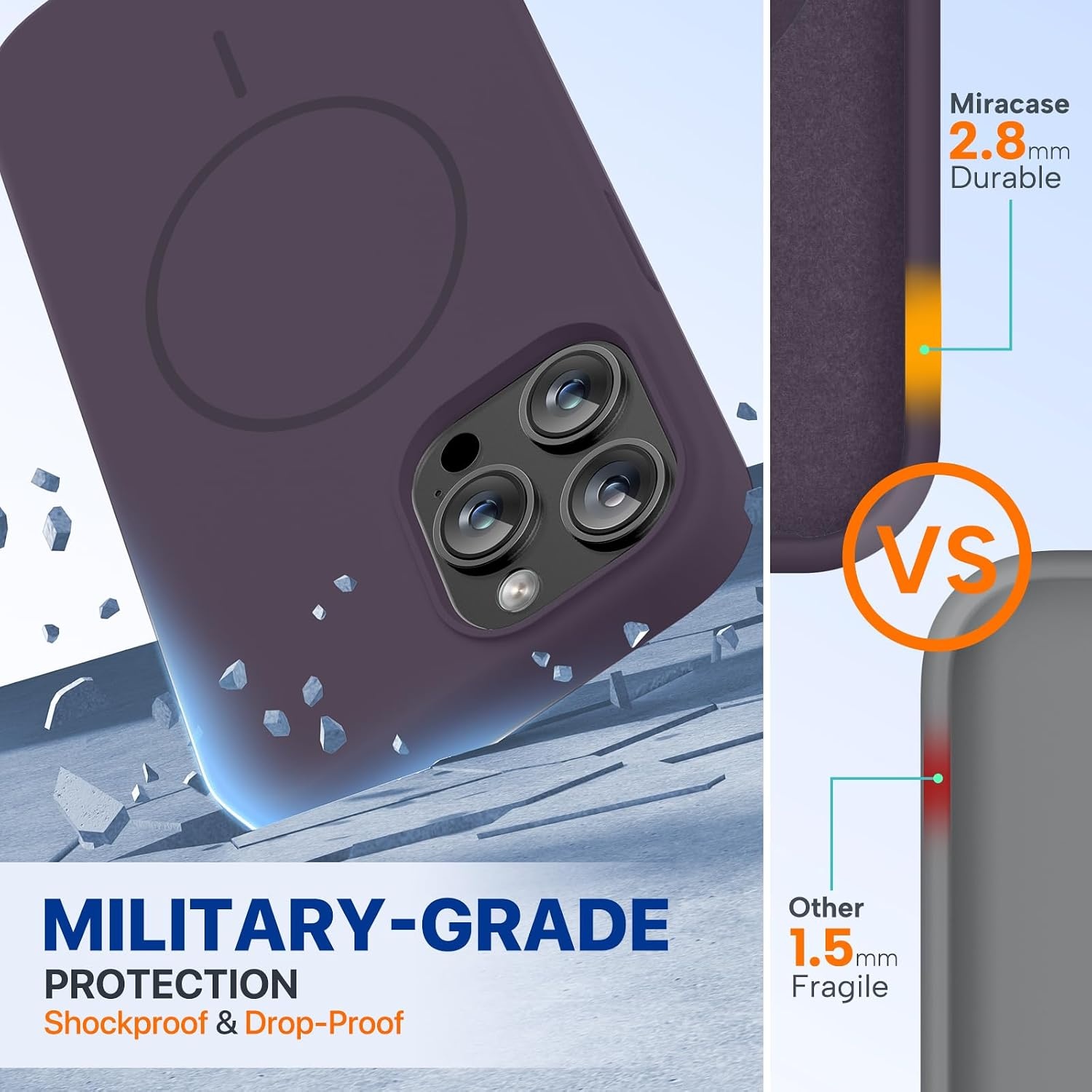 image:imageMiracase Silicone amp Magnetic for iPhone 12 Pro Max Case Dark Purple