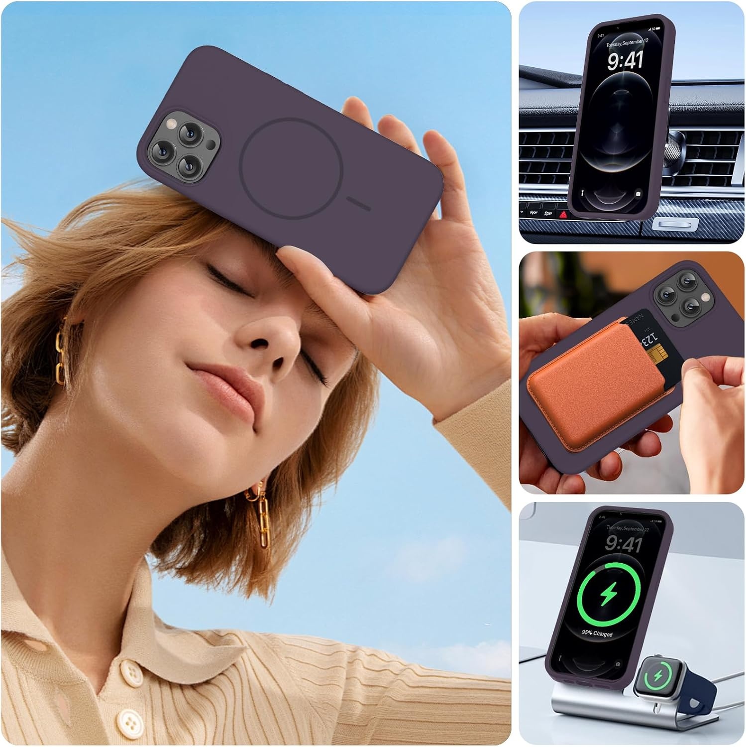 image:imageMiracase Silicone amp Magnetic for iPhone 12 Pro Max Case Dark Purple